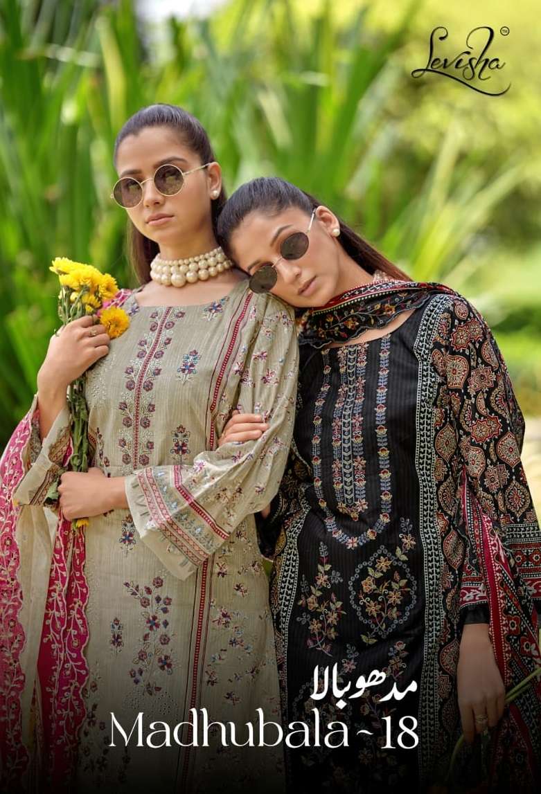 LEVISHA MADHUBALA VOL 18 LAWN COTTON DIGITAL PRINT WITH FANCY WORK SUIT