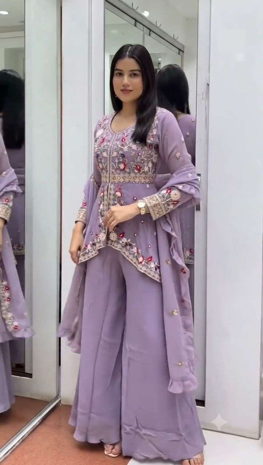 LG 2051 SILK WITH SEQUENCE EMBROIDERED DESIGNER PARTY WEAR LADIES DRESS