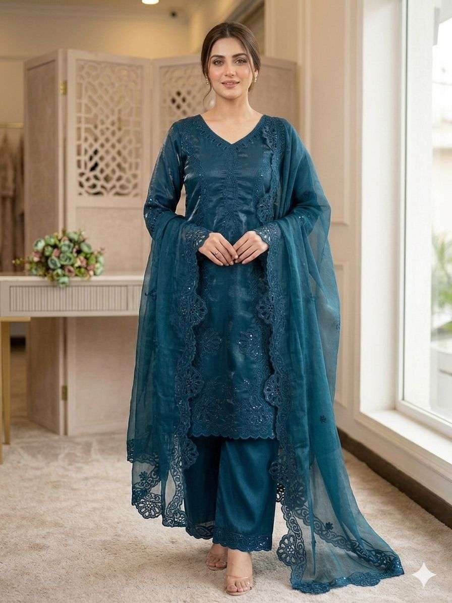 LG 2095 SILK BEAUTIFUL DESIGNER LOOK PARTY WEAR LADIES SUIT