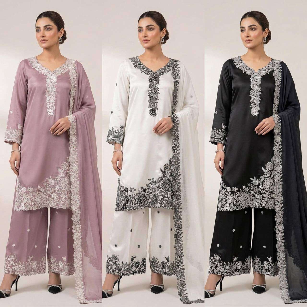 LG 2097 CREPE SEQUENCE EMBROIDERY DESIGNER WORK PAKISTANI STYLE LADIES SUIT
