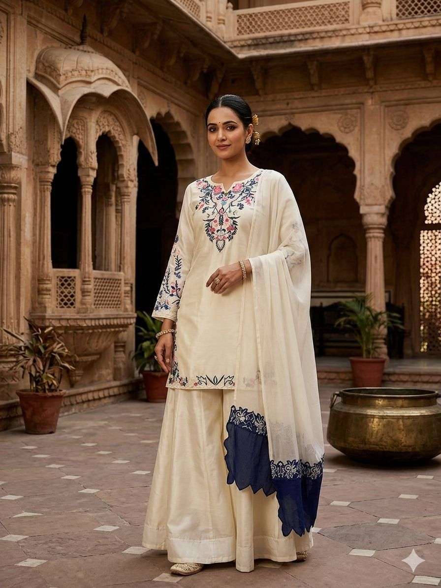 LG 2113 SILK PREETY LOOK DESIGNER LADIES PARTY WEAR TOP PLAZZO AND DUPATTA SET 