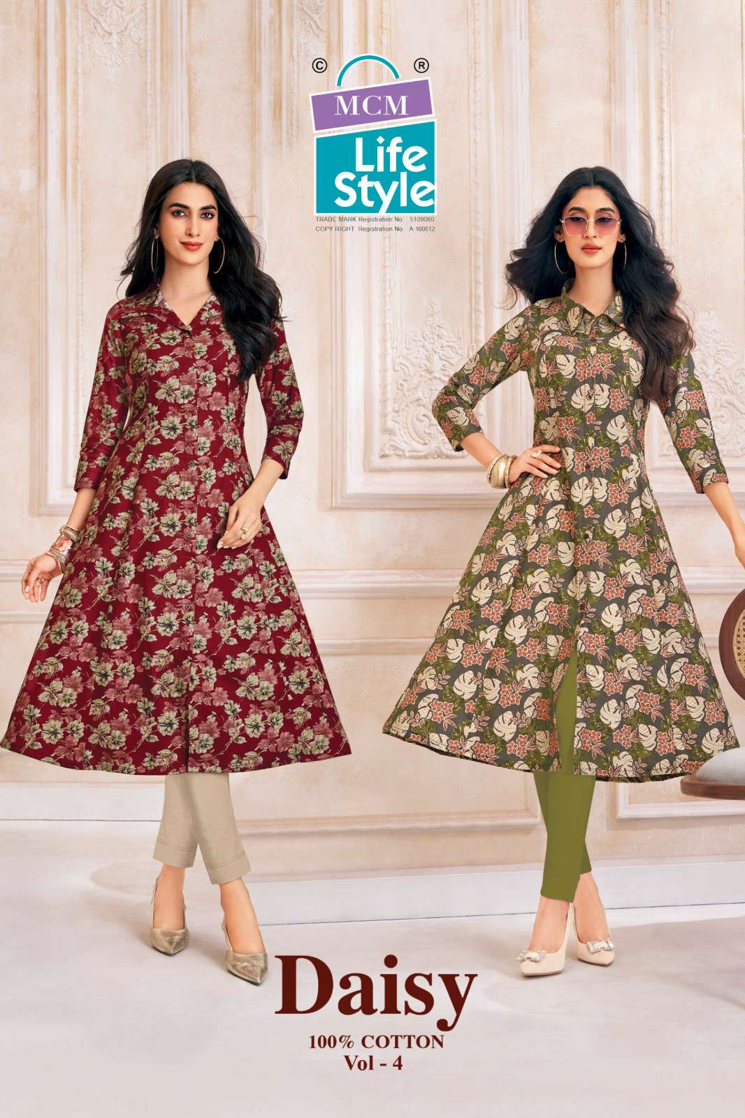 MCM LIFESTYLE DAISY VOL 4 FANCY A LINE CUT PATTERN LADIES KURTI 