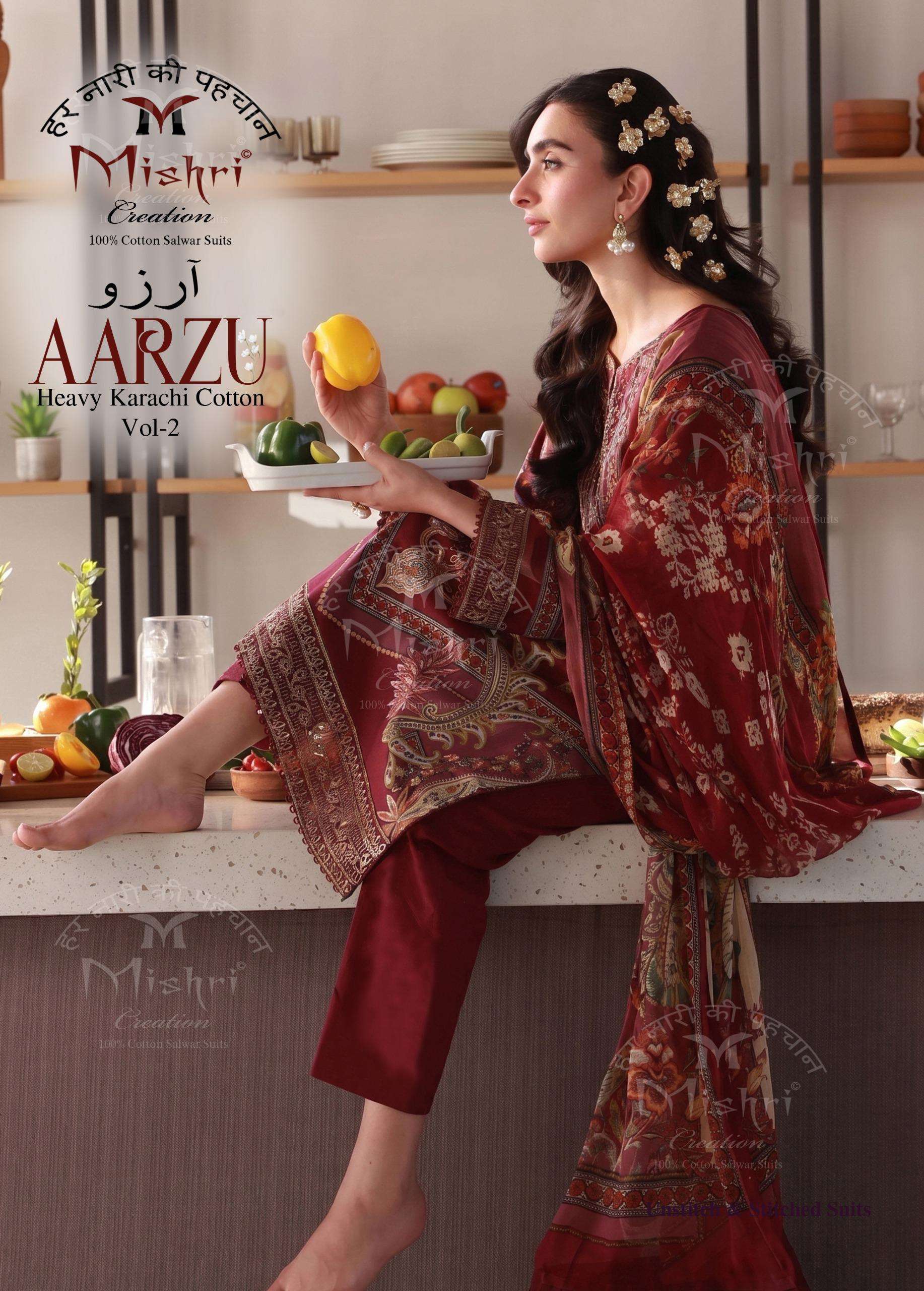 MISHRI CREATION AARZU VOL 2 COTTON DIGITAL KARACHI PRINTS SALWAR SUIT