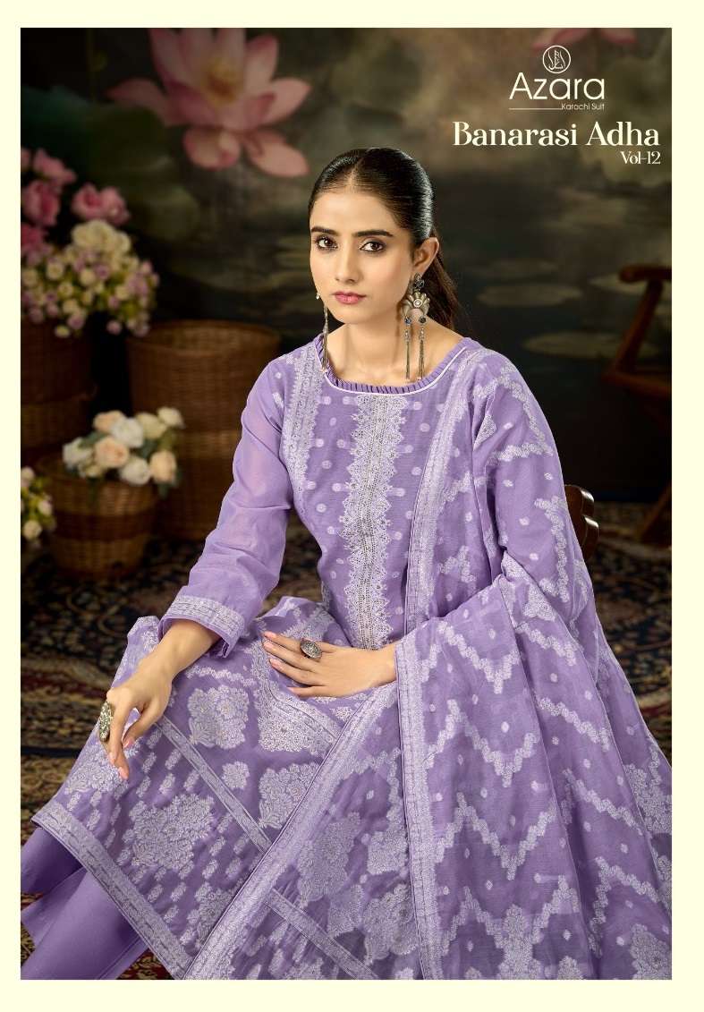 RADHIKA FASHION AZARA BANARASHI ADAH VOL 12 COTTON JACQUARD DESIGNER WORK SUIT
