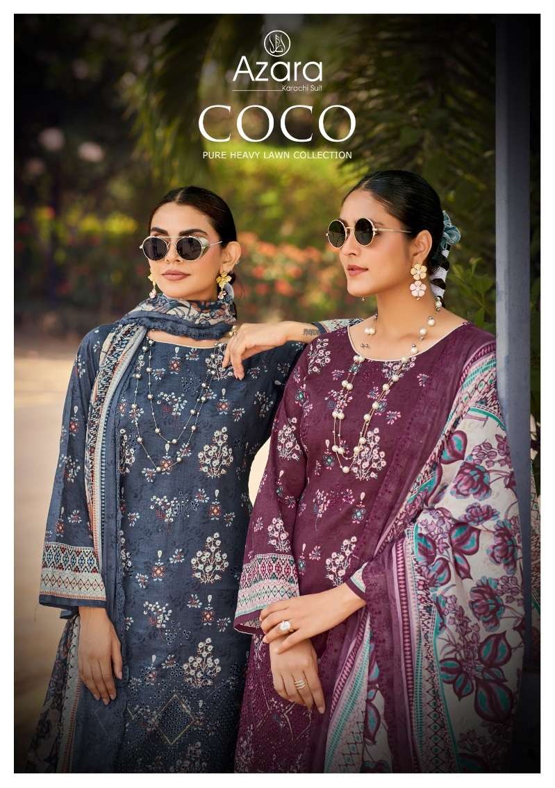 RADHIKA FASHION AZARA COCO LAWN COTTON DIGITAL PRINT WITH FANCY WORK SUIT