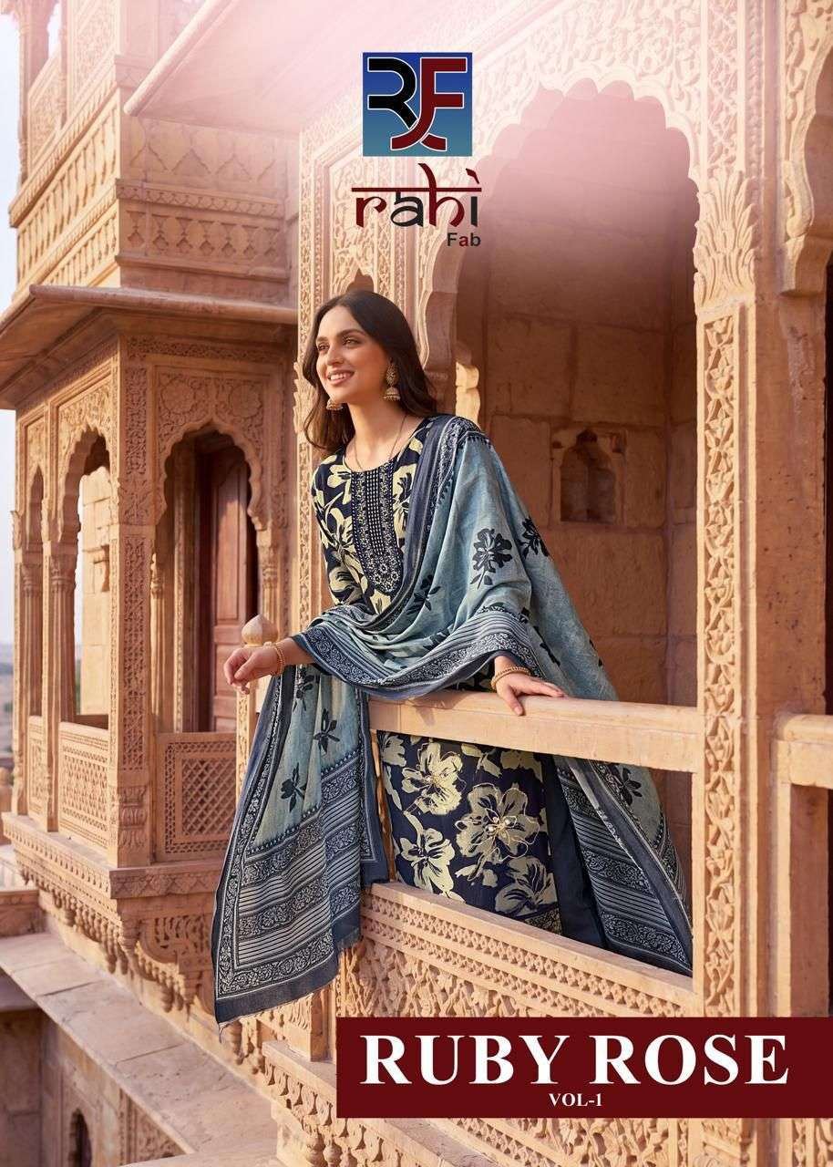 RAHI FAB RUBY ROSE VOL 1 COTTON PRINTED WITH FANCY WORK SUIT