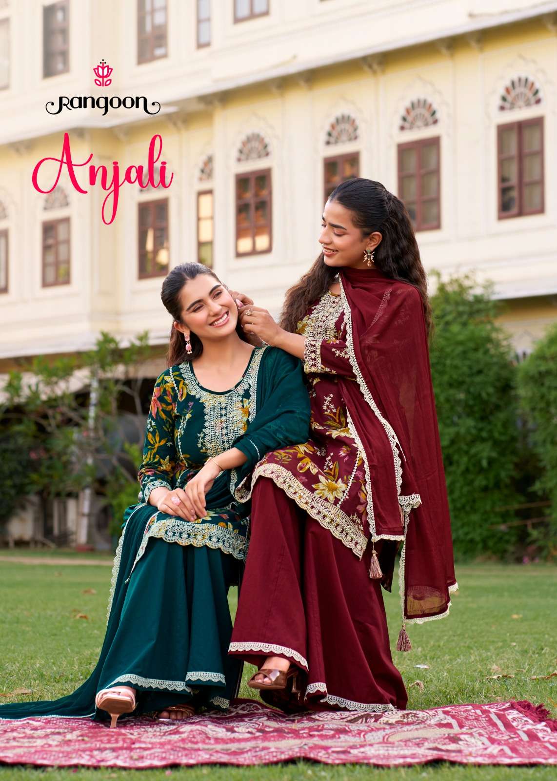 RANGOON ANJALI COTTON PRINT WITH EMBROIDERY WORK FESTIVE WEAR LADIES SUIT
