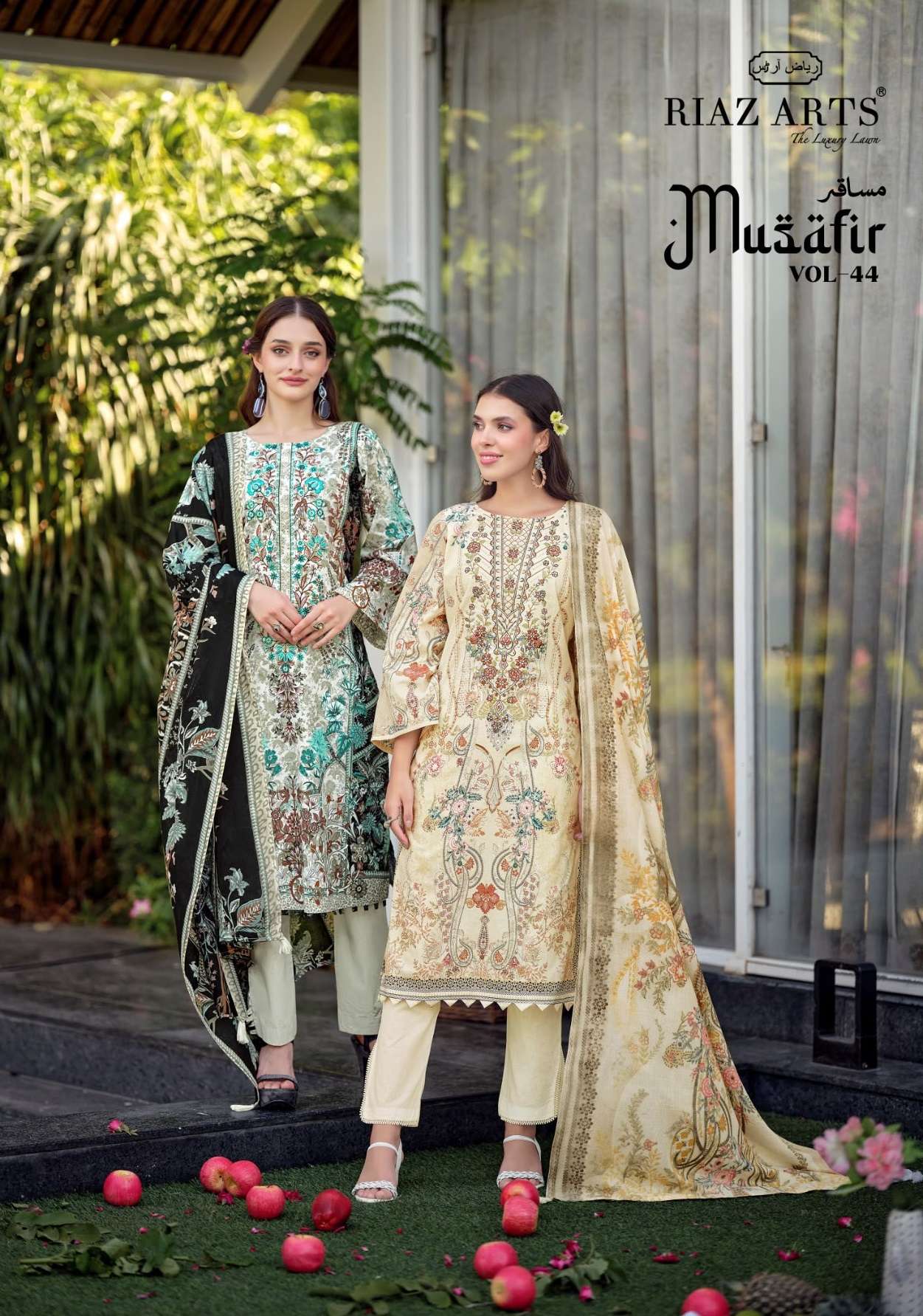 RIAZ ARTS MUSAFIR VOL 44 COTTON DIGITAL PRINTS WITH FANCY WORK SUIT