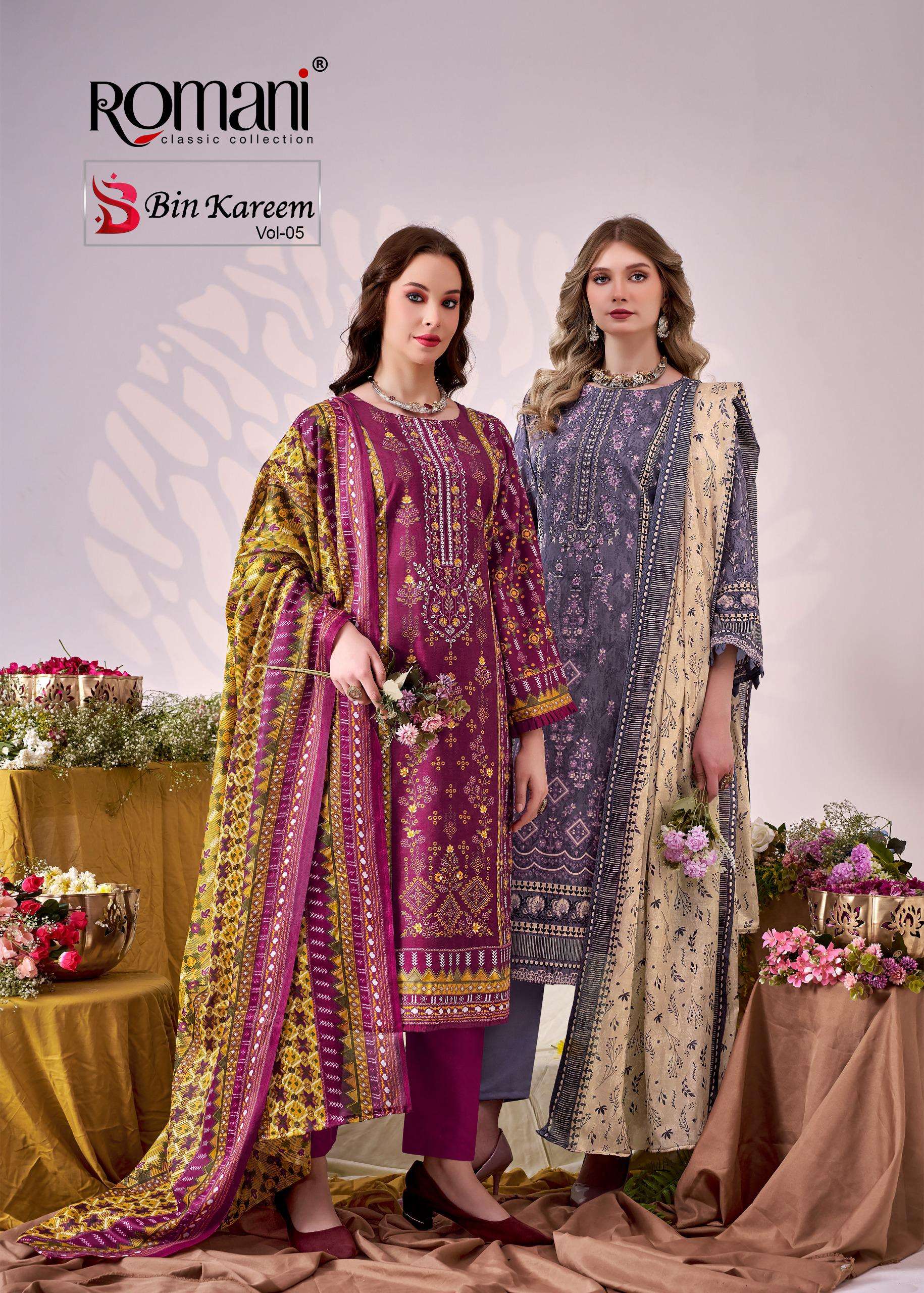 ROMANI BIN KAREEM VOL 5 COTTON DIGITAL PRINT WITH FANCY WORK SUIT	