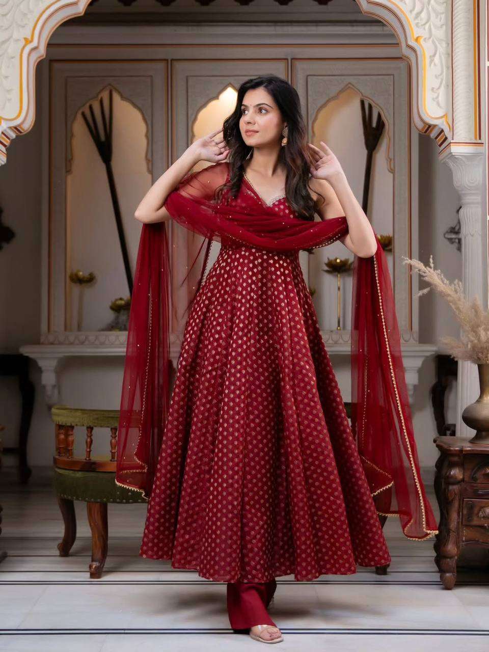 RTC 6028 JACQUARD BUTTI FABRIC DESIGNER 3PCS ANARKALI STYLE LADIES SUIT