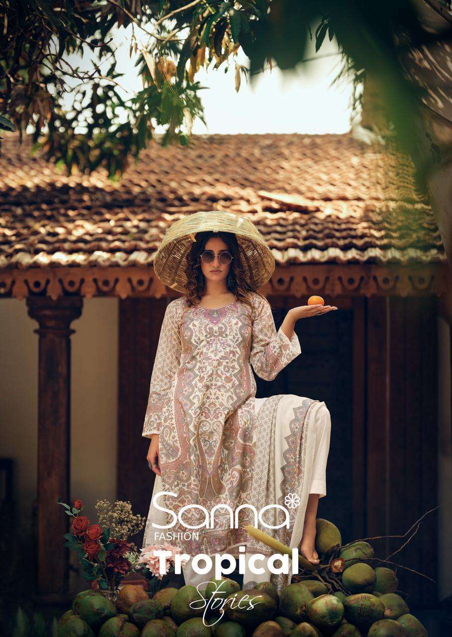 SANNA FASHION TROPICAL STORIES COTTON DIGITAL PRINT WITH FANCY WORK SUIT