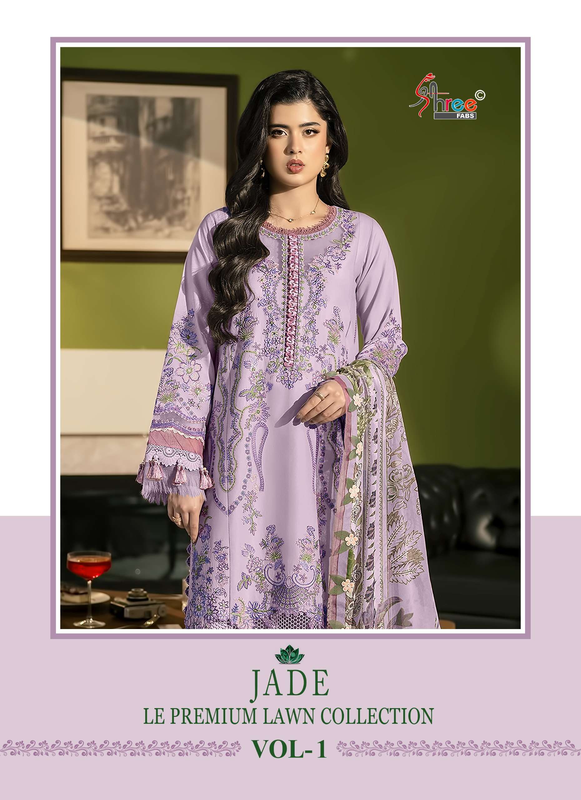 SHREE FABS JADE LE PREMIUM LAWN COLLECTION VOL 1 COTTON HEAVY EMBROIDERY WORK SUIT