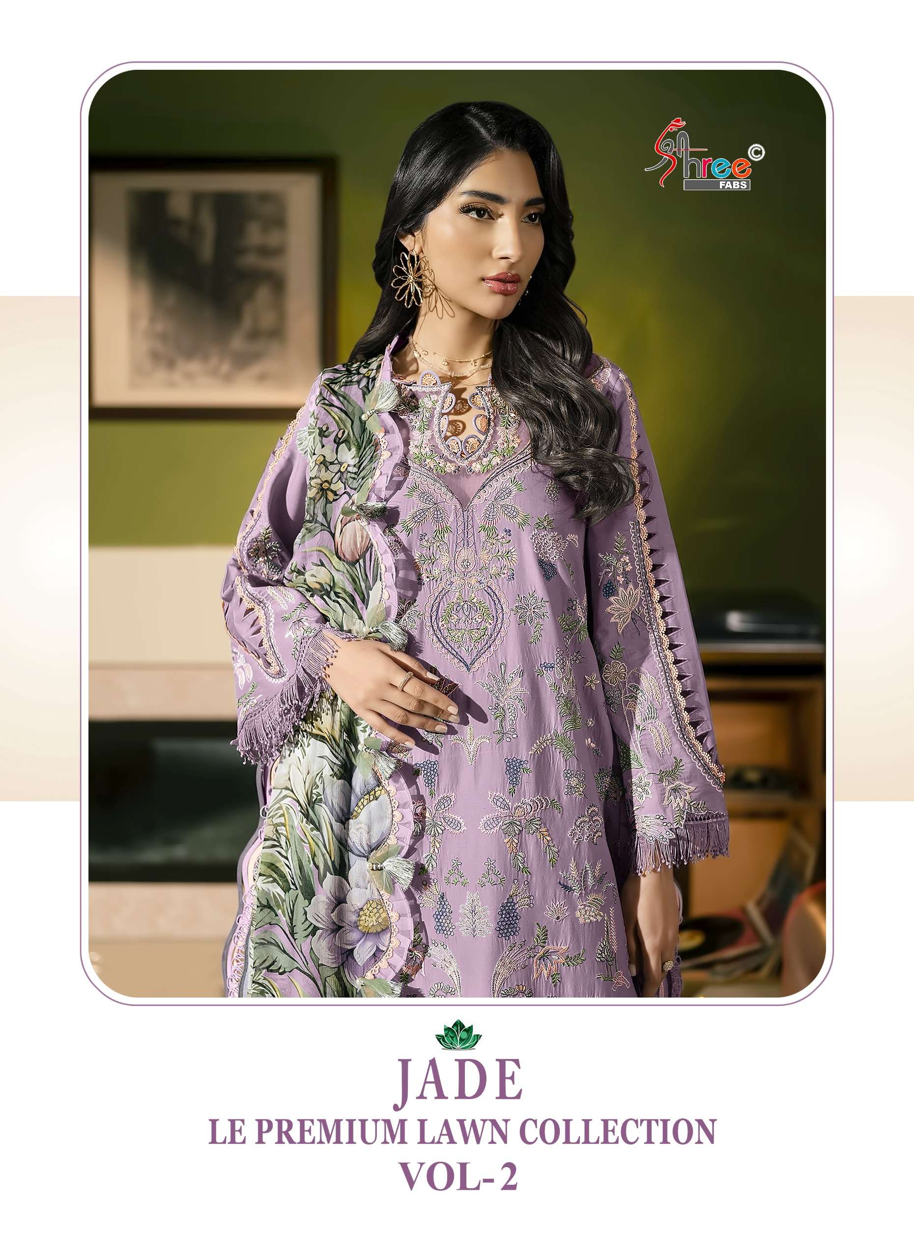 SHREE FABS JADE LE PREMIUM LAWN COLLECTION VOL 2 COTTON HEAVY EMBROIDERY WORK SUIT