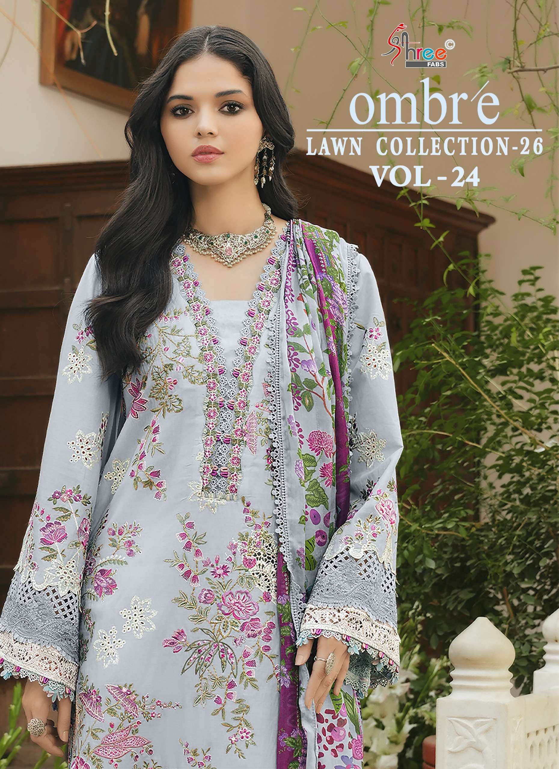 SHREE FABS OMBRE LAWN COLLECTION VOL 24 COTTON HEAVY EMBROIDERY DESIGNER PAKISTANI SUIT
