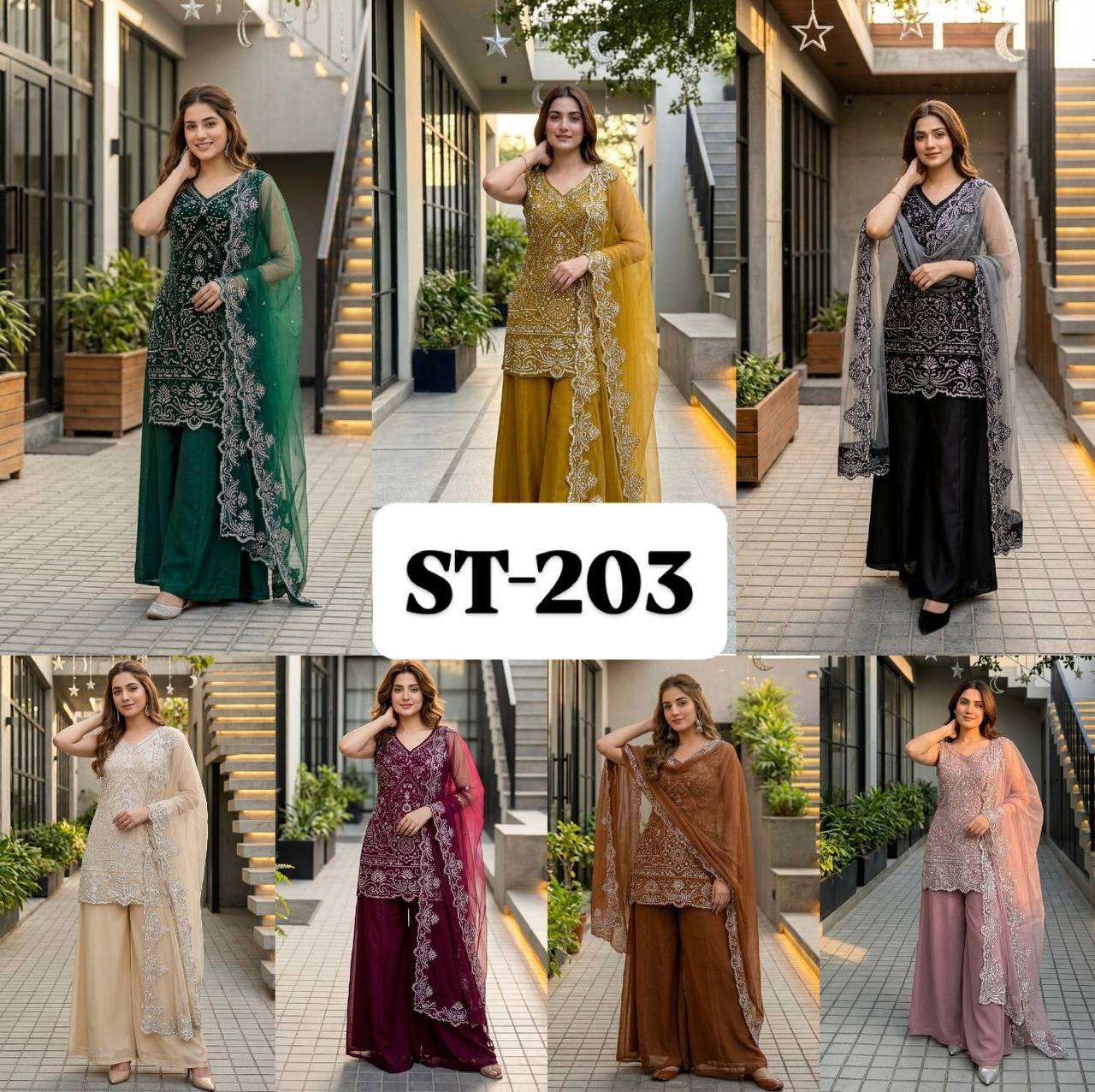 ST 203 GEORGETTE HEAVY GORGEOUS DESIGNER LOOK PARTY WEAR LADIES SUIT