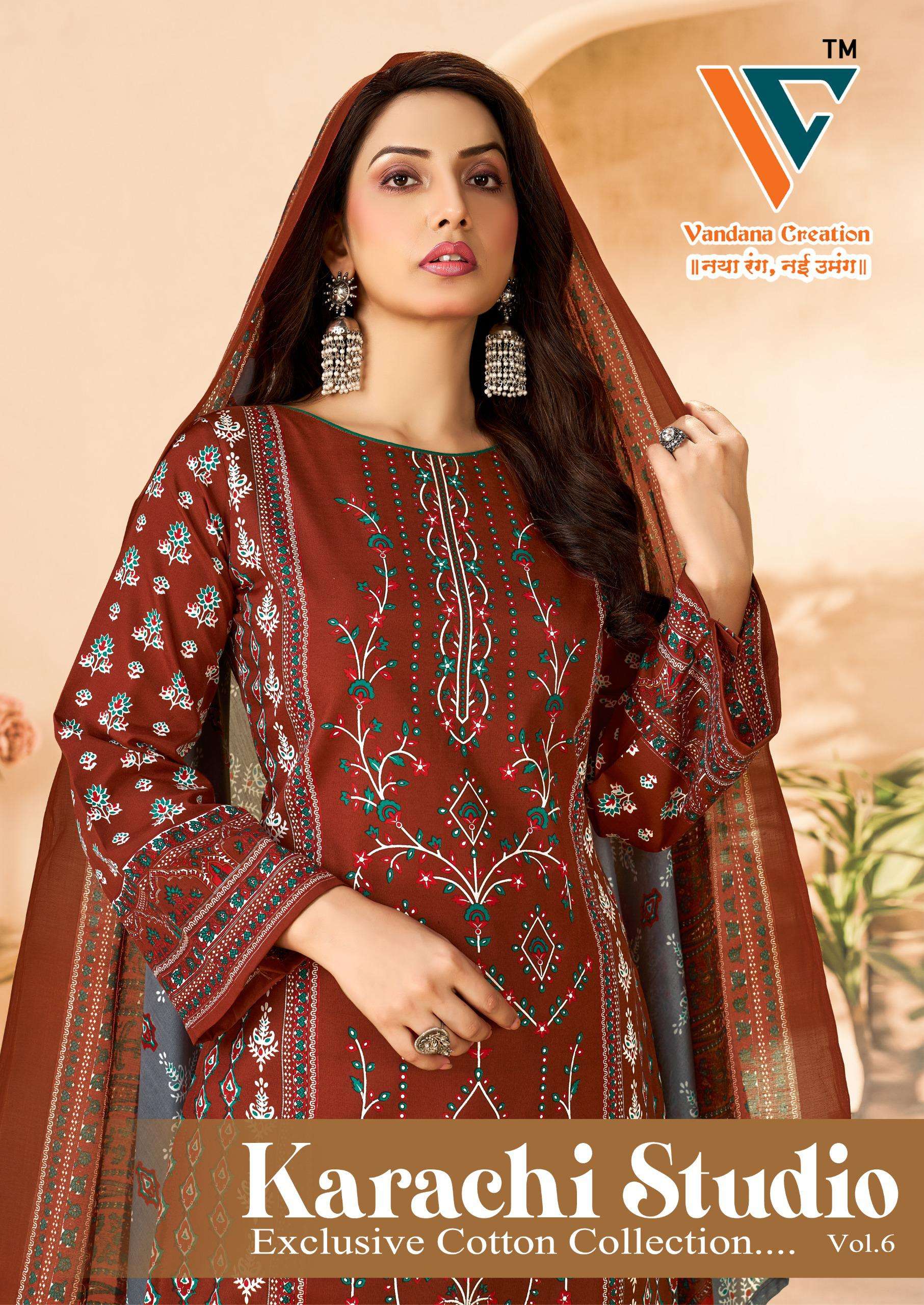 VANDANA‎‎‎‎ CREATION KARACHI STUDIO VOL 6 COTTON DIGITAL PRINTS SALWAR SUITS 