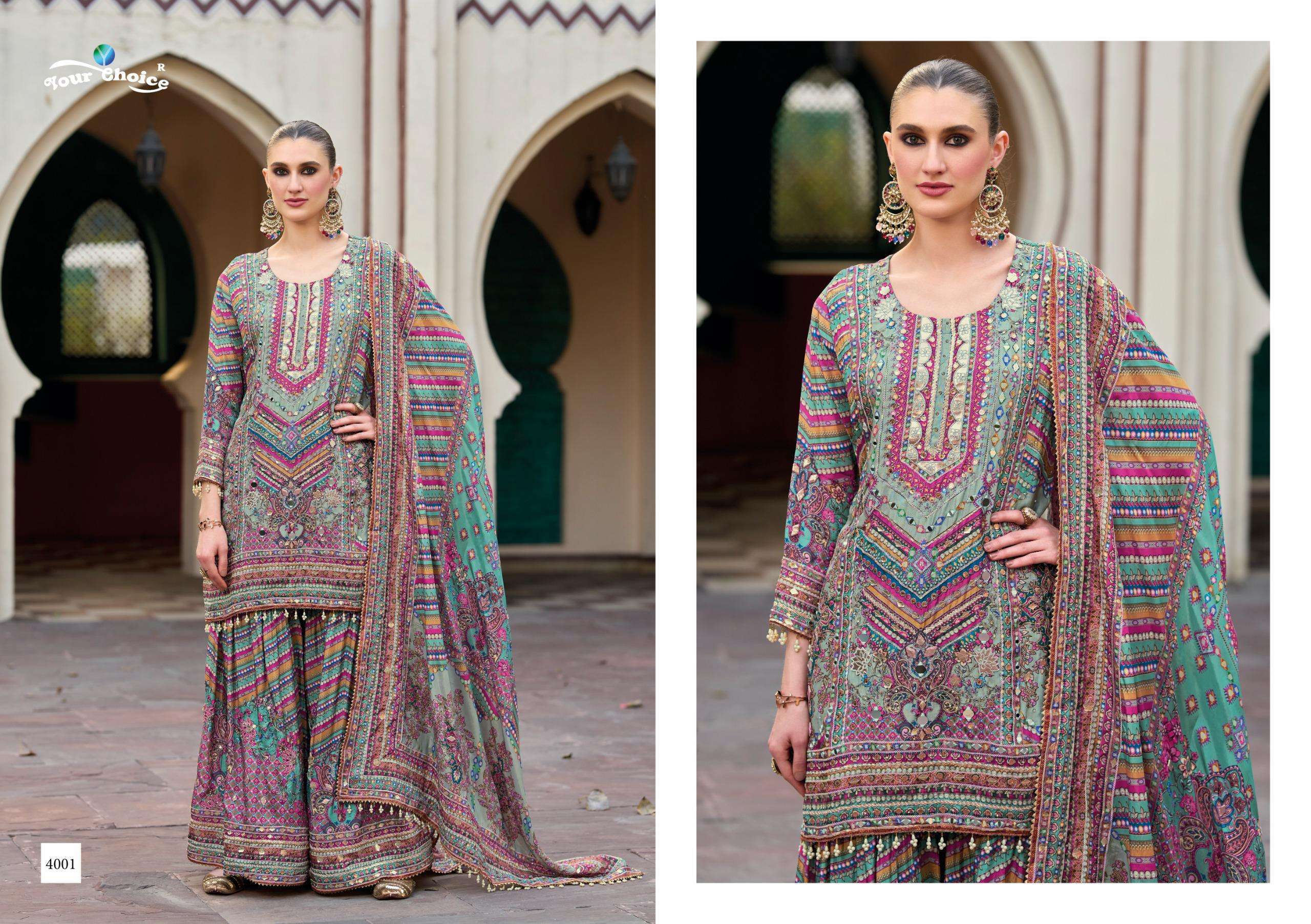 YOUR CHOICE SEERAT VOL 4 CHINON HEAVY EMBROIDERY DESIGNER FESTIVE WEAR SUIT
