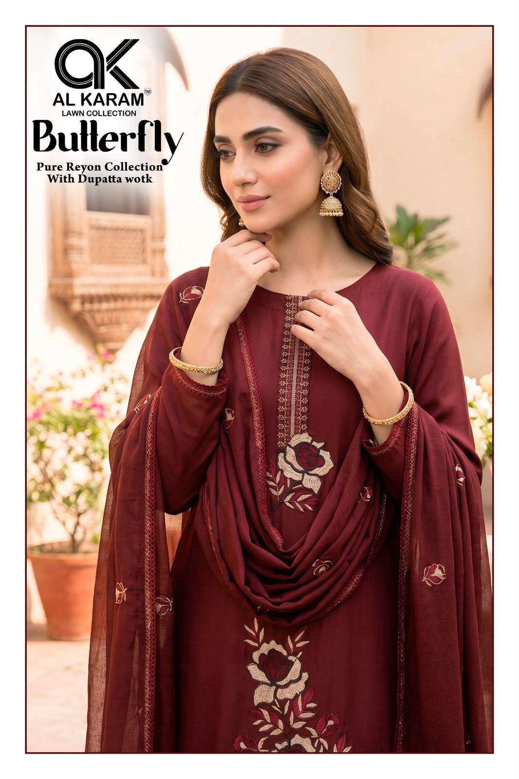 AL KARAM BUTTERFLY RAYON FANCY WORKS SALWAR SUITS