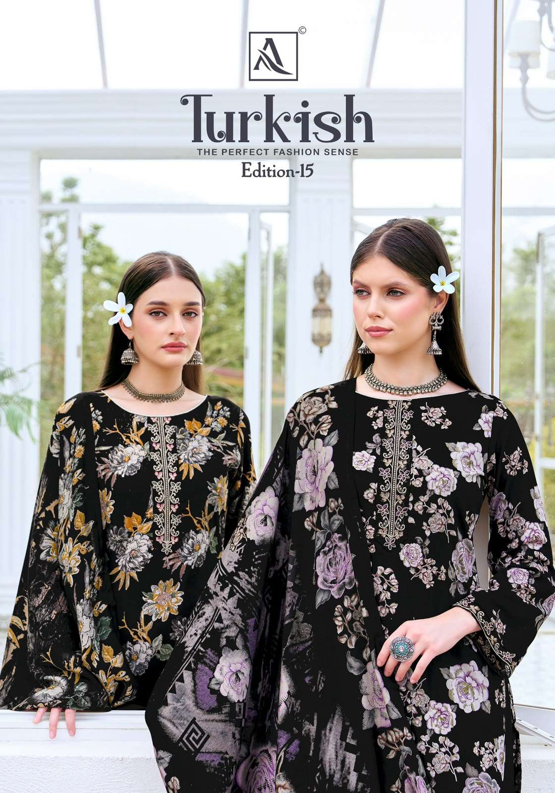 ALOK SUITS TURKISH EDITION 15 VISCOSE RAYON PRINT WITH FANCY WORK SUIT