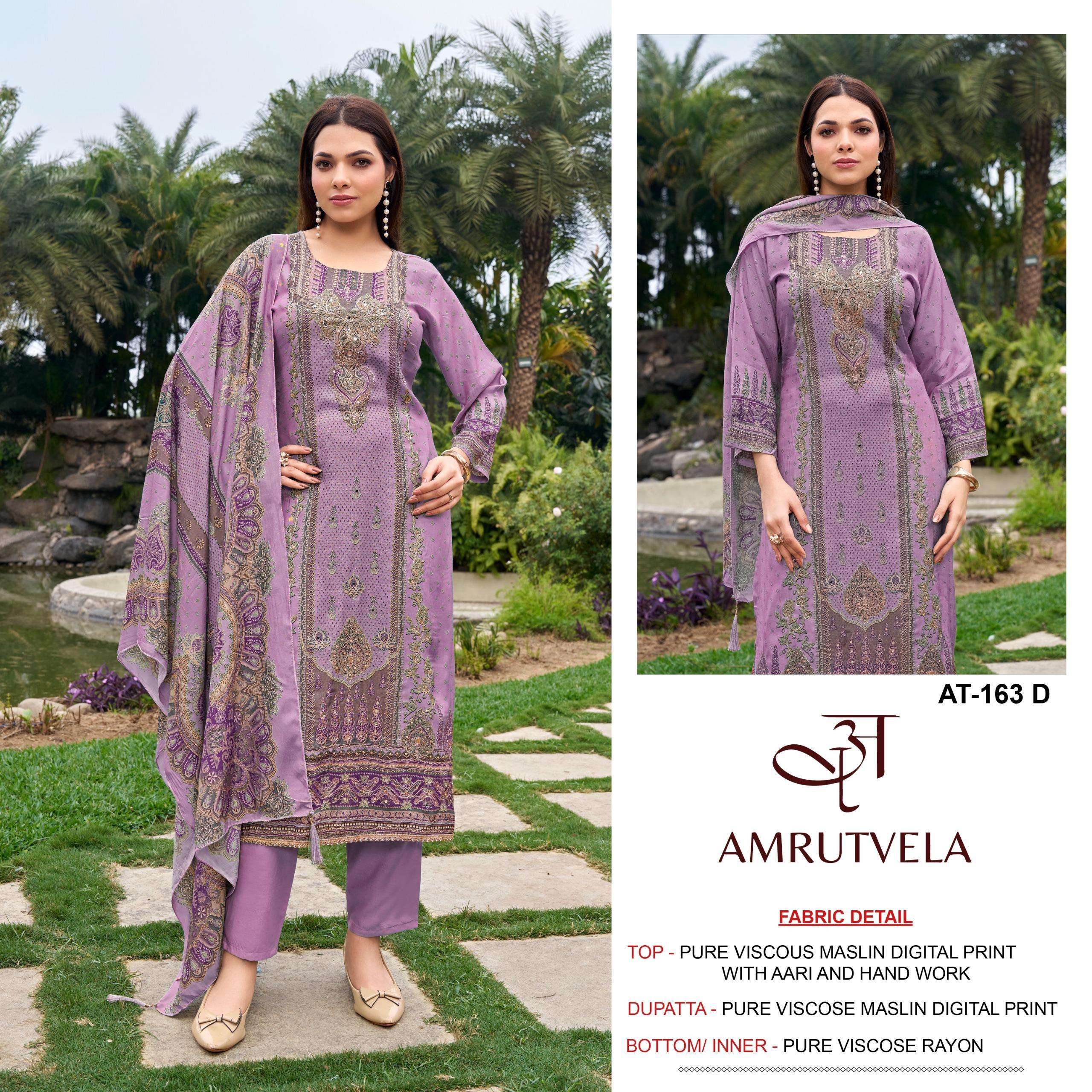 AMRUTVELA AT 163 VISCOSE DIGITAL PRINT WITH HAND WORK DESIGNER SUIT 