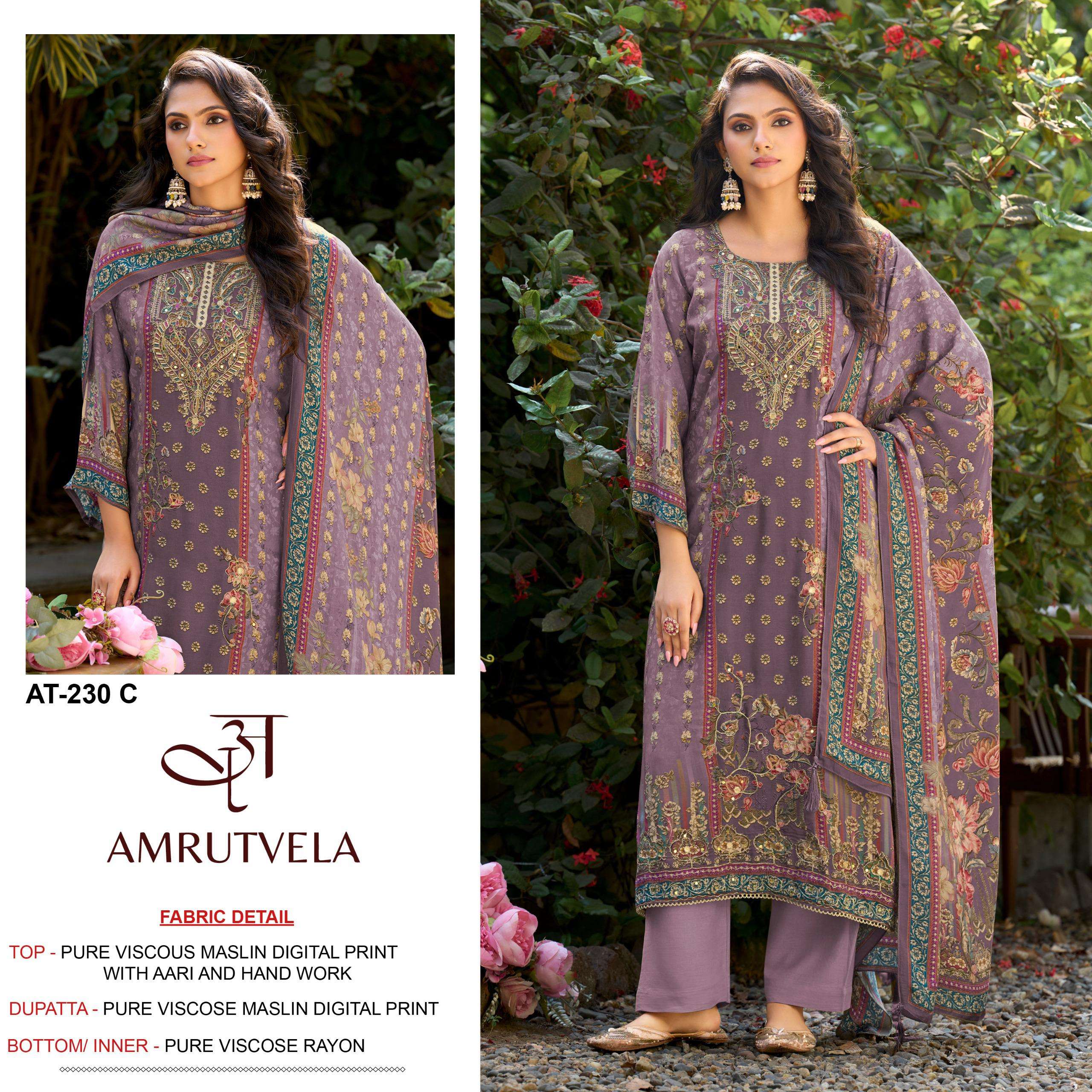 AMRUTVELA AT 230 VISCOSE DIGITAL PRINT WITH DESIGNER WORK SUIT