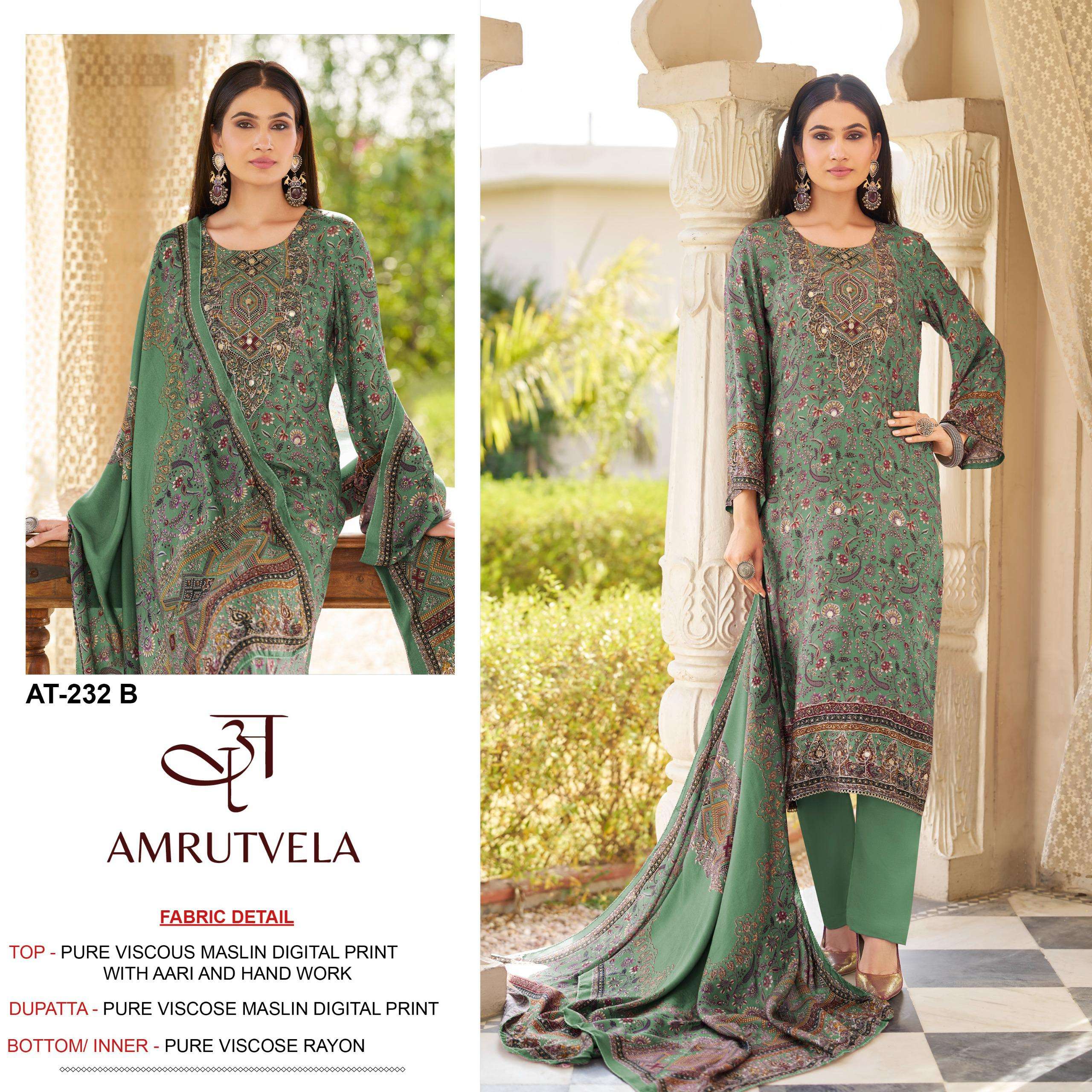 AMRUTVELA AT 232 VISCOSE DIGITAL PRINT WITH DESIGNER WORK SUIT