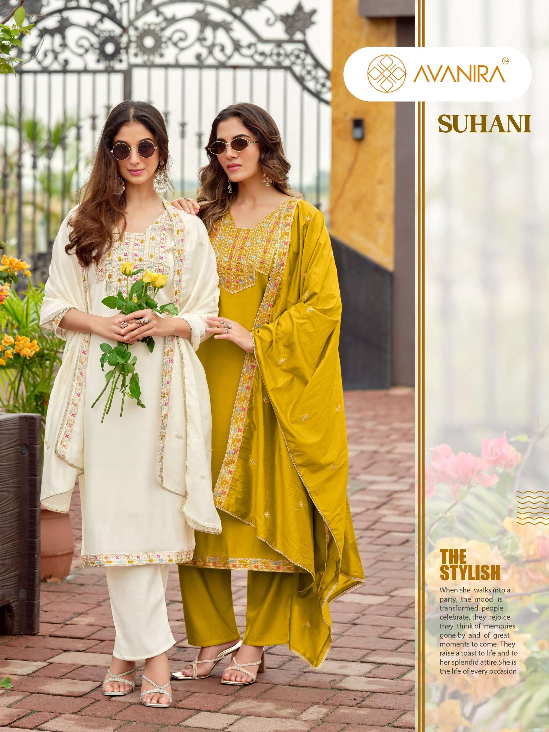 AVANIRA SUHANI VISCOSE EMBROIDERY DESIGNER WORK LADIES FESTIVE WEAR SUIT