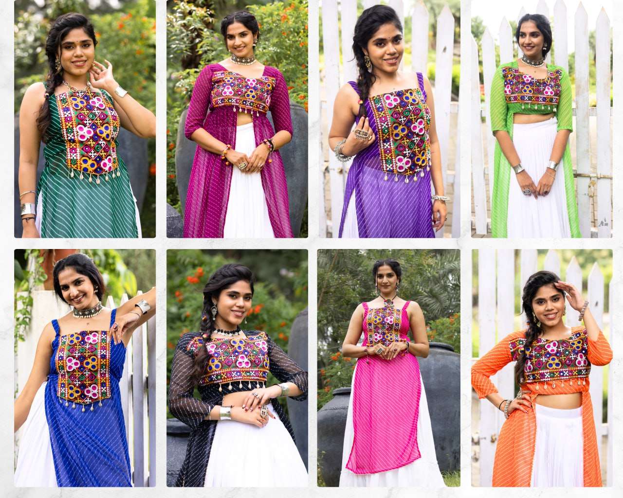 BANDHANI PALACE D NO 8047 COTTON LEHRIYA PRINT NAVRATRI WEAR KURTI WITH LEHENGA SET