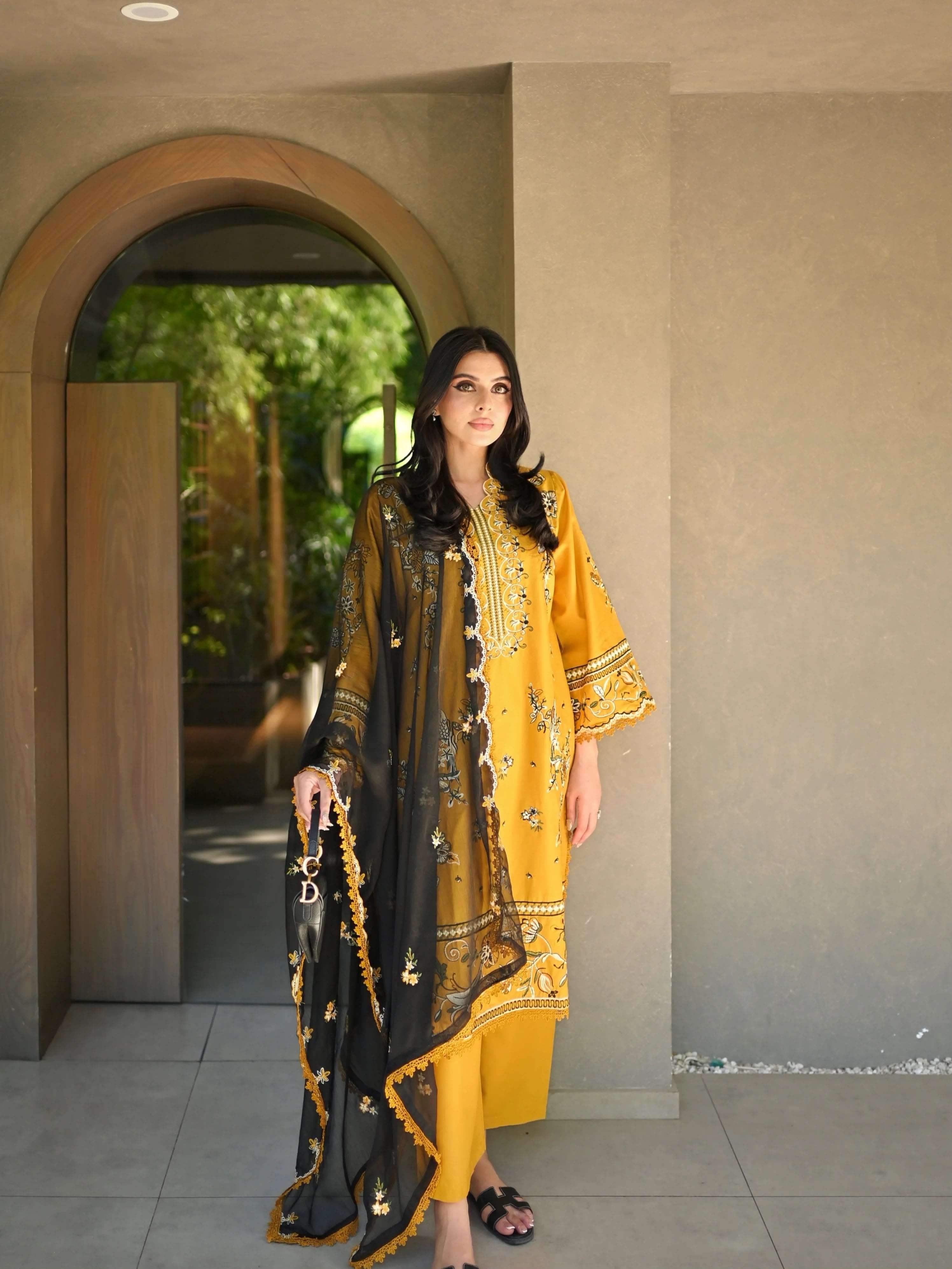BE 480 ROMAN SILK DESIGNER EMBROIDERED WORKED TOP PLAZZO WITH DUPATTA