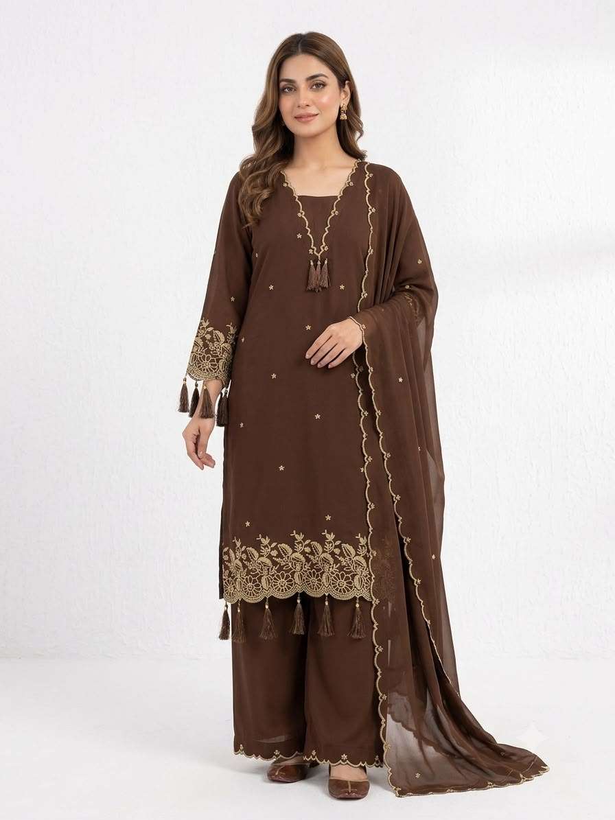 BE 481 RAYON DESIGNER EMBROIDERED WORKED TOP PLAZZO WITH DUPATTA SET 
