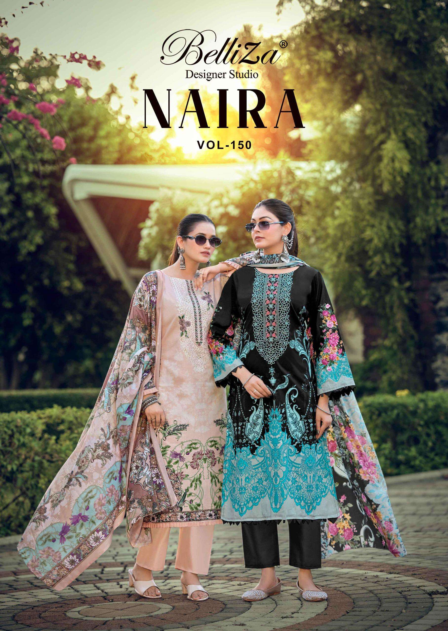 BELLIZA DESIGNER STUDIO NAIRA VOL 150 COTTON DIGITAL PRINTS WITH FANCY WORK SUIT