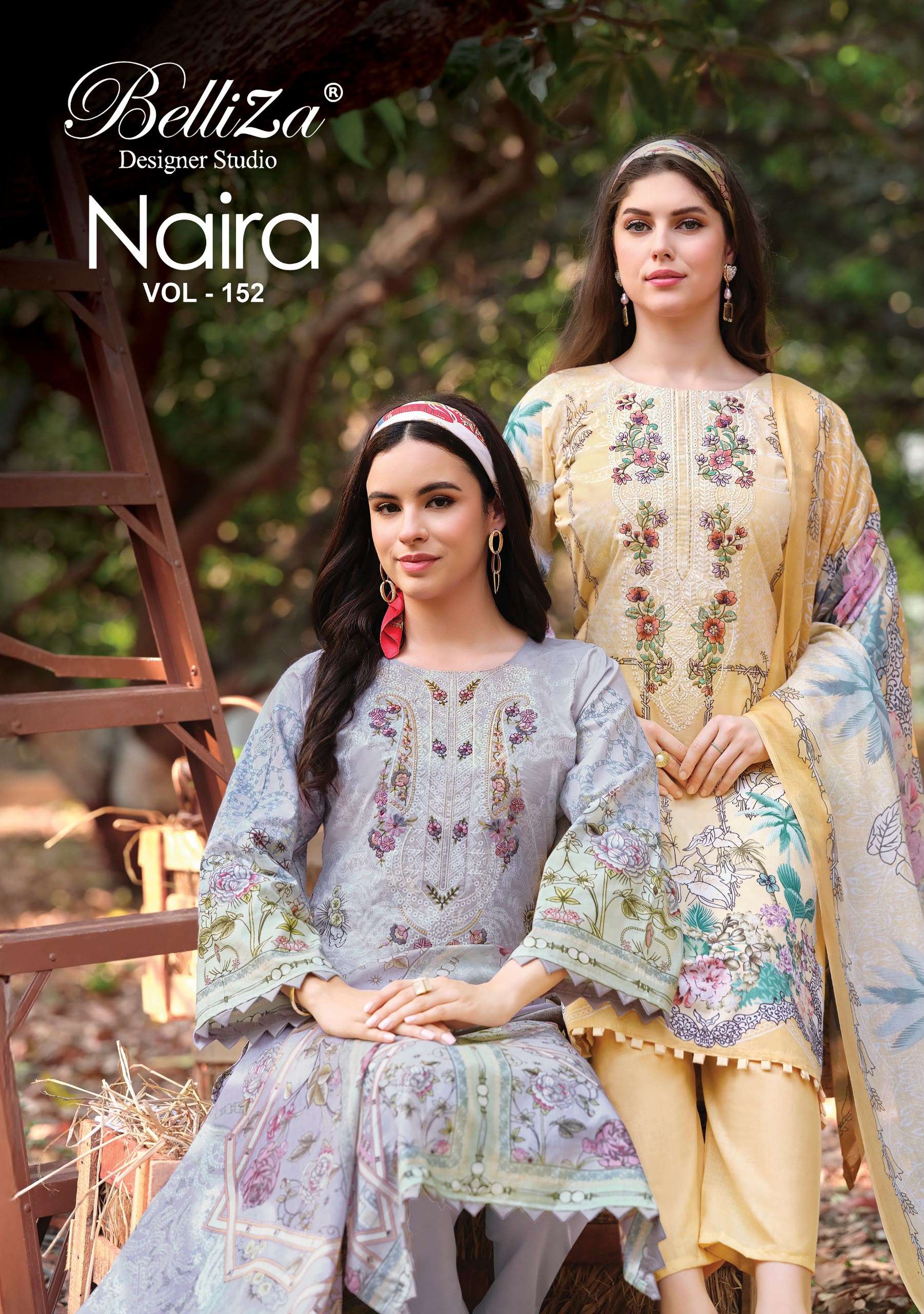 BELLIZA DESIGNER STUDIO NAIRA VOL 152 COTTON DIGITAL PRINTS WITH FANCY EMBROIDERY WORK SUIT