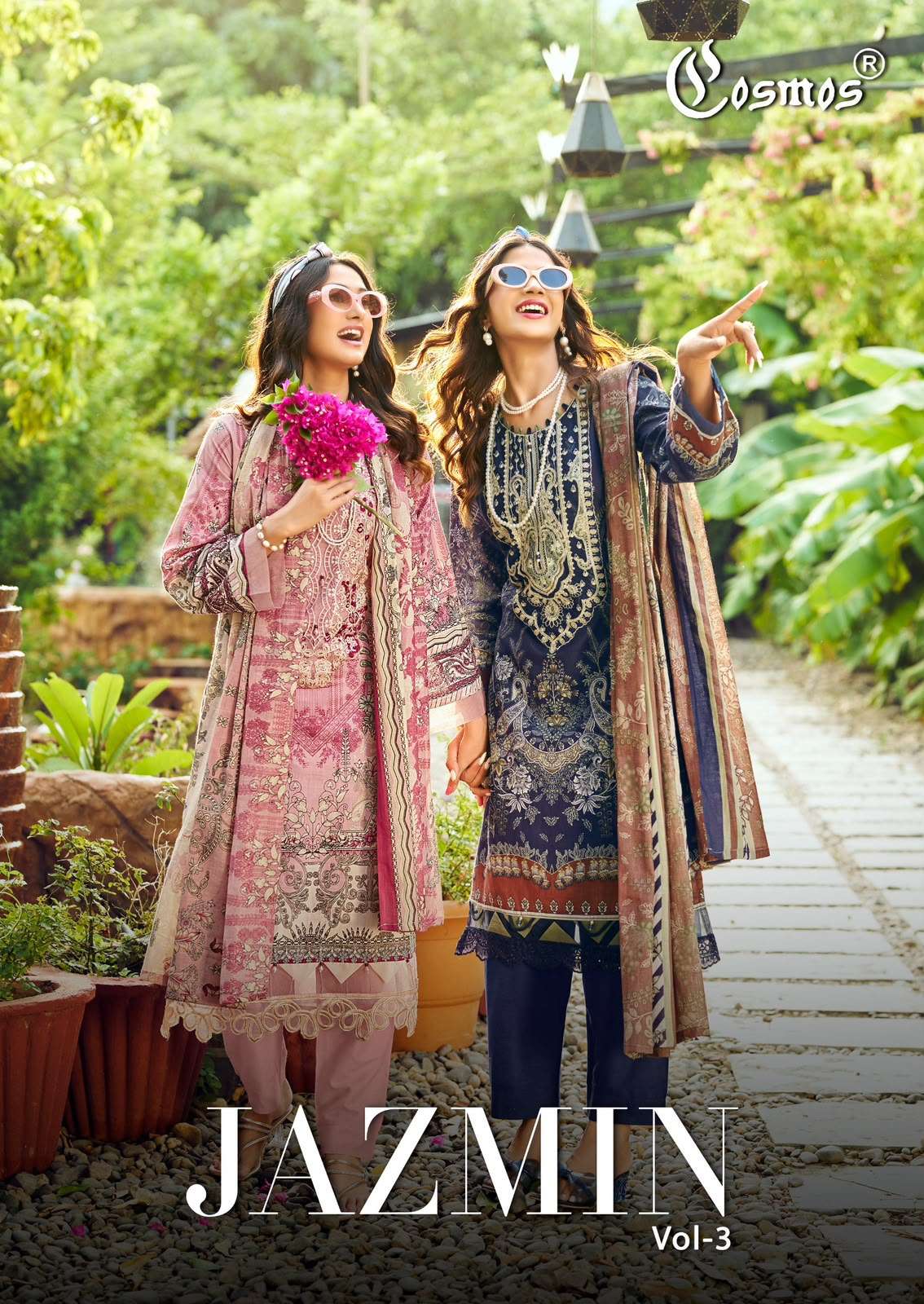 COSMOS FASHION JAZMIN VOL 3 LAWN COTTON PATCH EMBROIDERY WORK SUIT