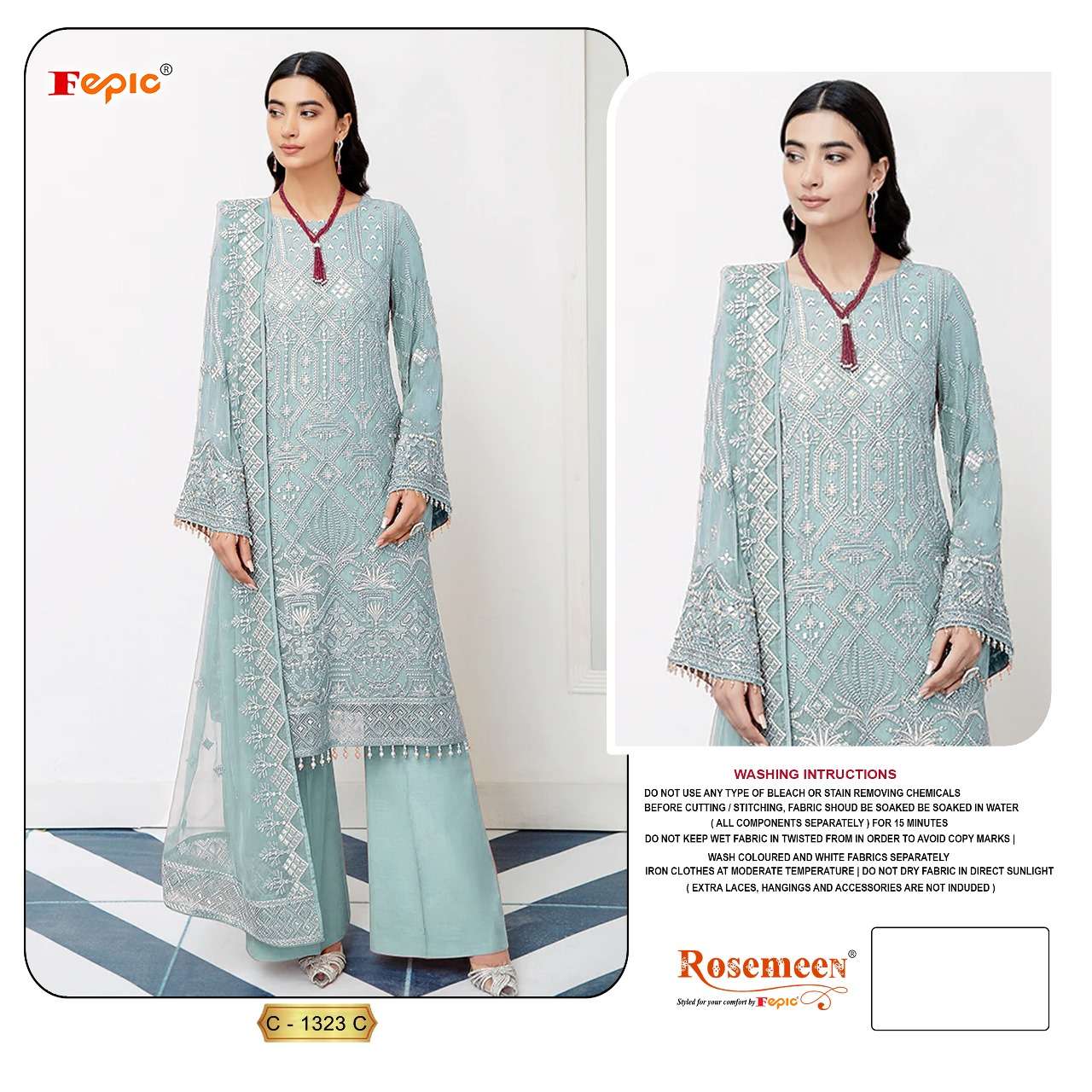 FEPIC ROSEMEEN C 1323 GEORGETTE EMBROIDERED DESIGNER PAKISTANI SUIT