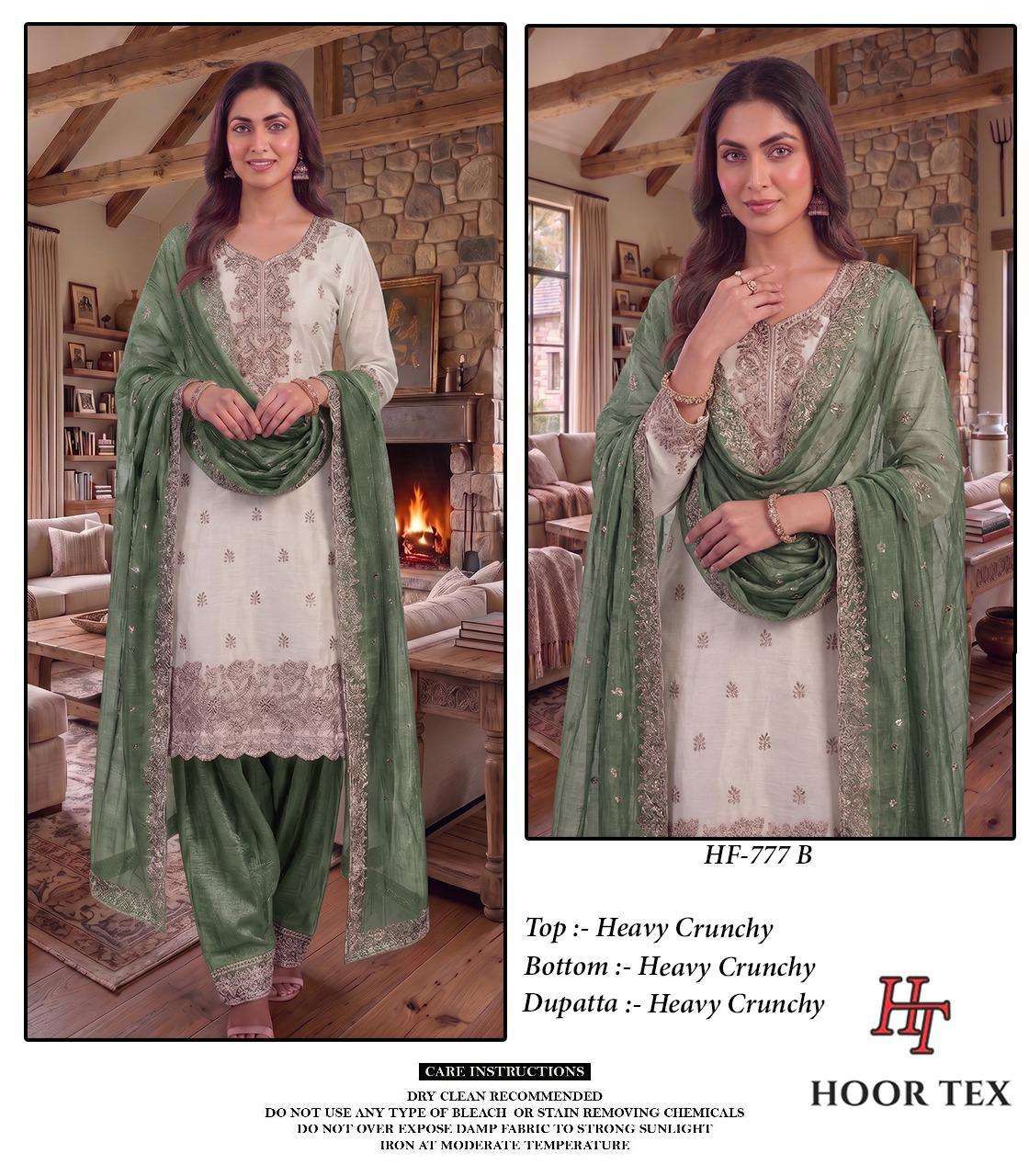 HOOR TEX HF 777 SILK DESIGNER WORK READY MADE PAKISTANI SUIT