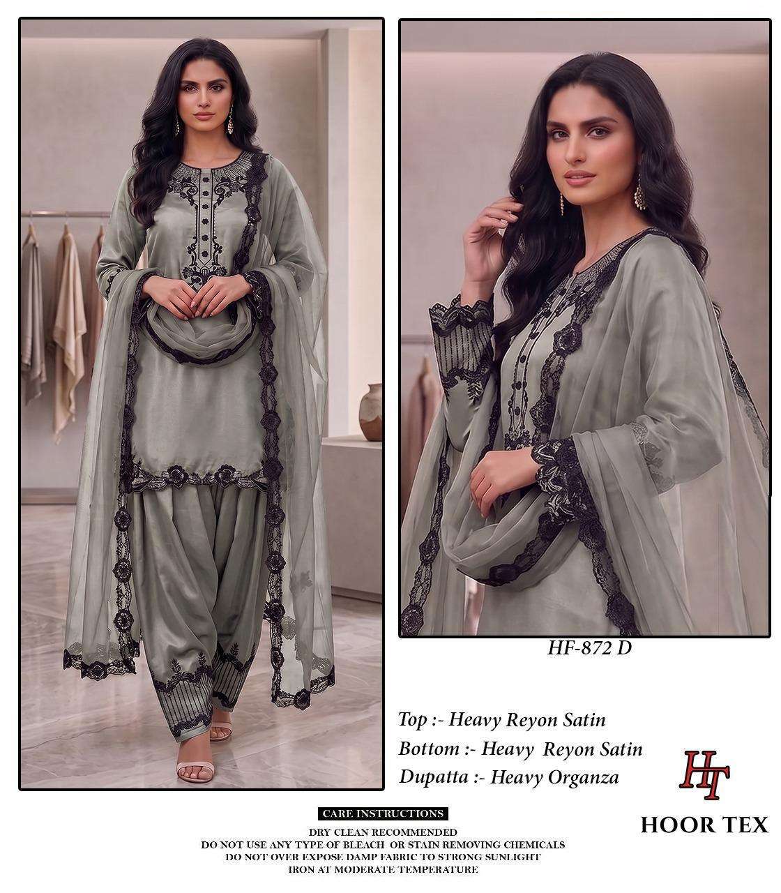 HOOR TEX HF 872 SATIN FABRIC FANCY WORKS READY MADE PAKISTANI SUIT