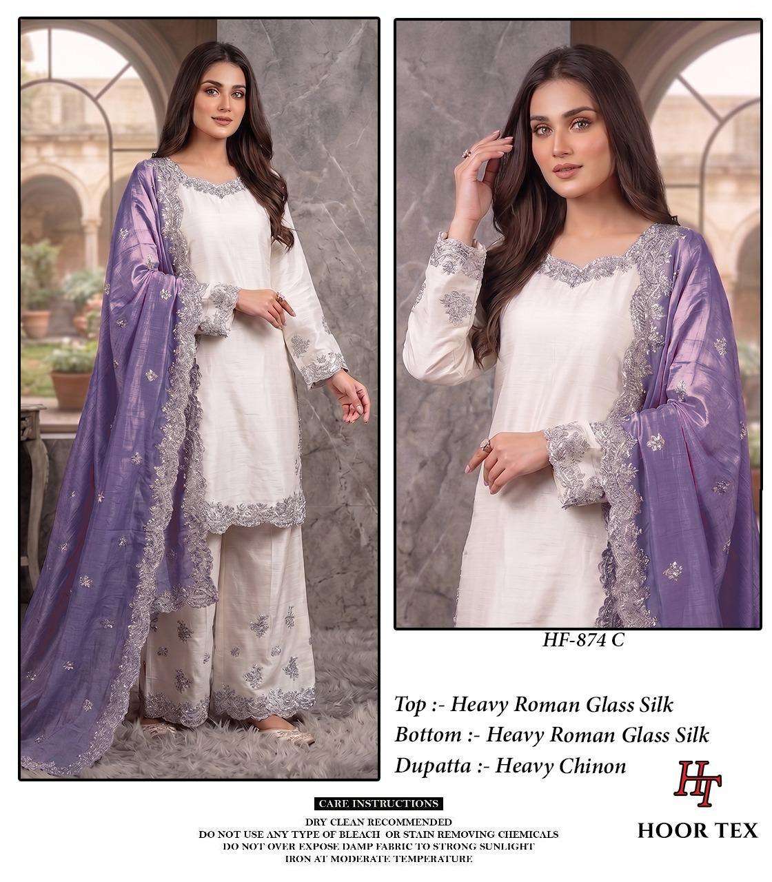 HOOR TEX HF 874 SILK EMBROIDERED DESIGNER READY MADE PAKISTANI SUIT