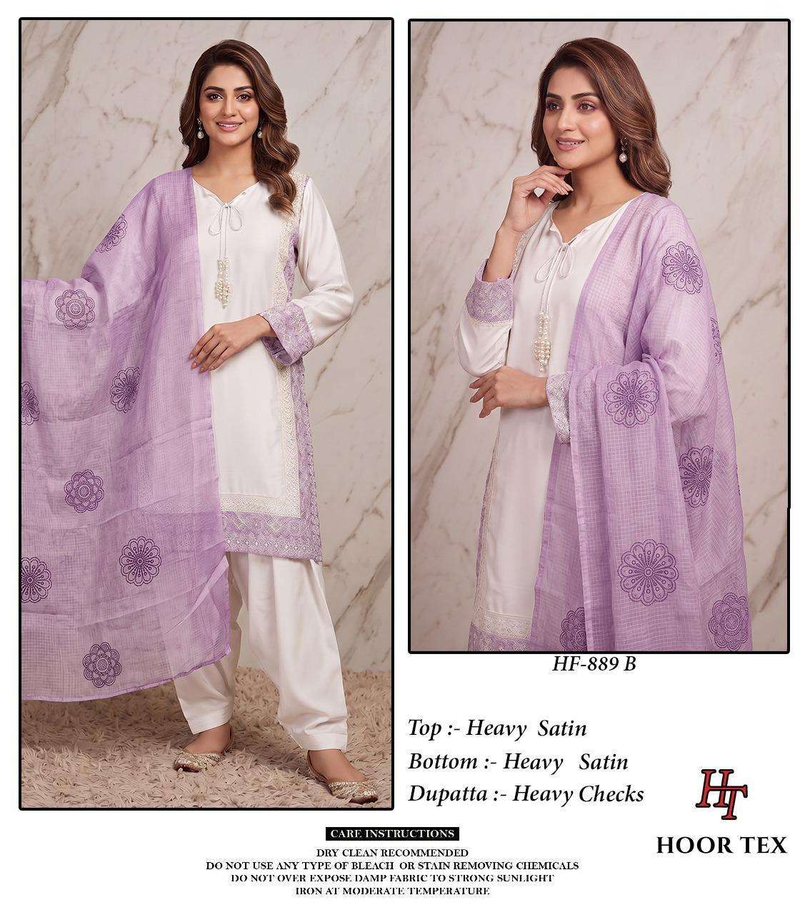 HOOR TEX HF 889 SATIN FANCY EMBROIDERY WORK READY MADE PAKISTANI SUIT