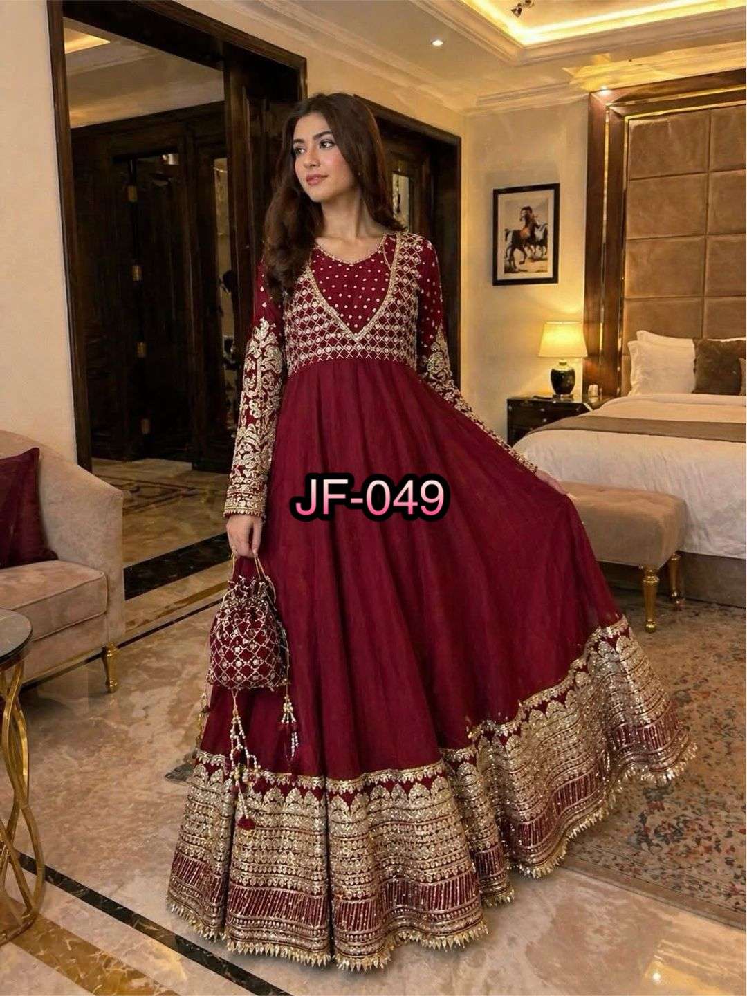 JF 049 GEORGETTE HEAVY BEAUTIFUL PARTY WEAR GOWN BOTTOM AND DUPATTA 