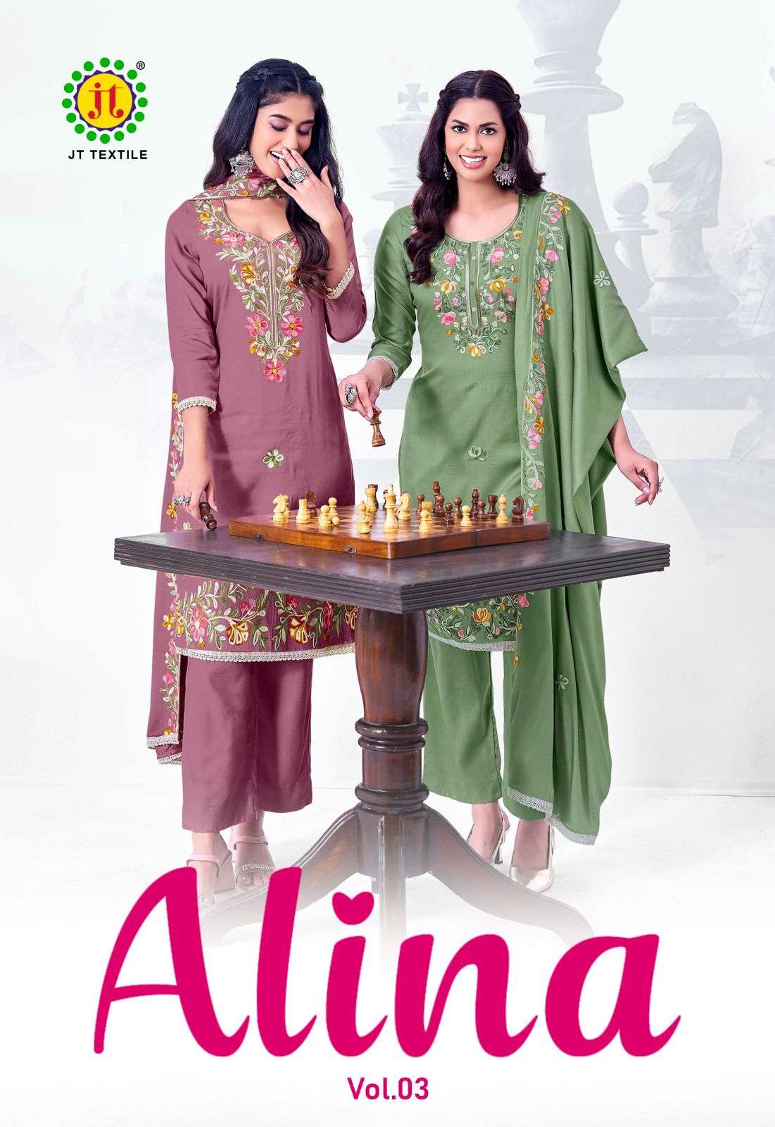 JT ALINA VOL 3 RAYON FANCY WORKS LADIES SALWAR SUIT