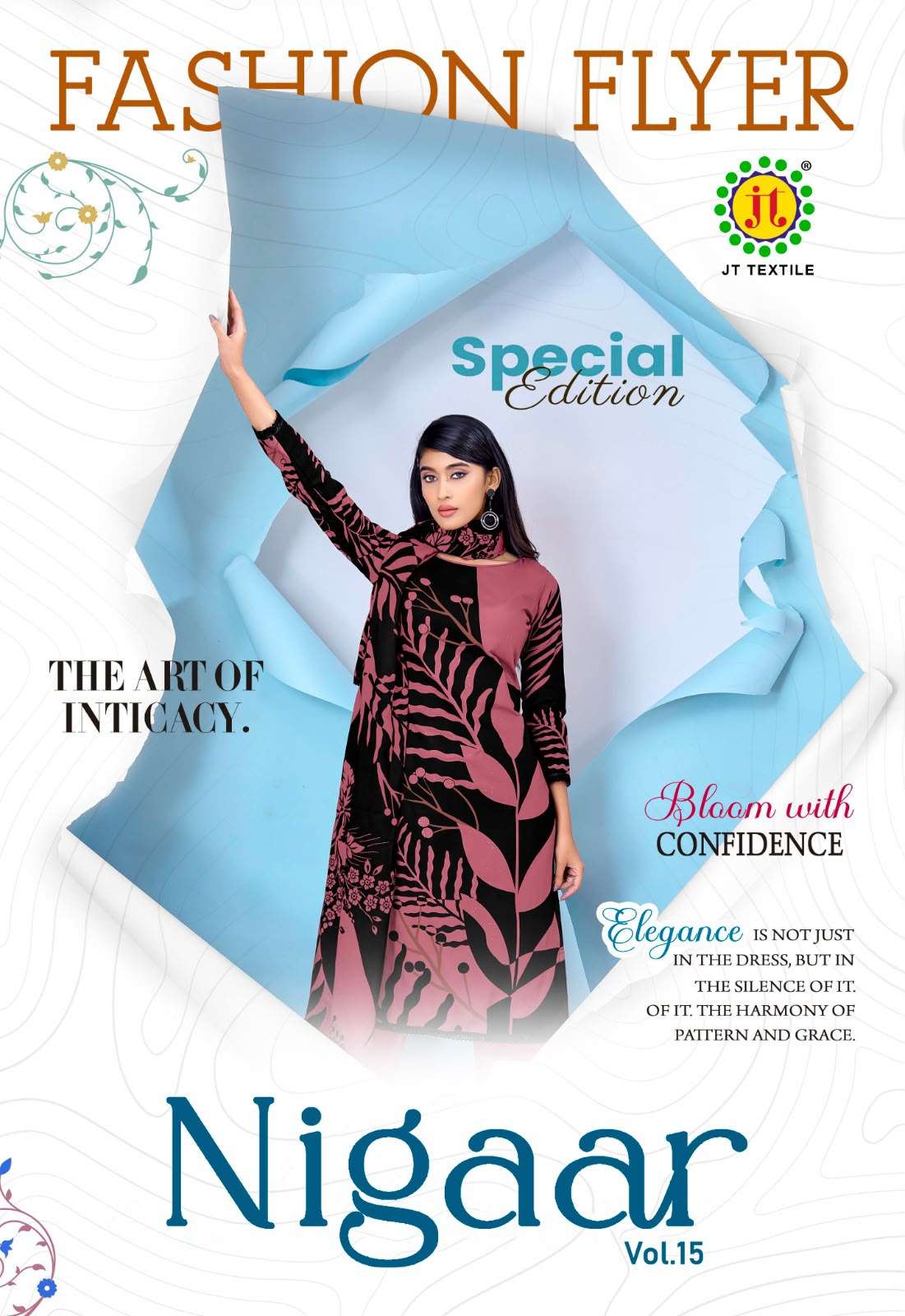 JT NIGAAR VOL 15 RAYON FANCY WORKS LADIES SALWAR SUIT