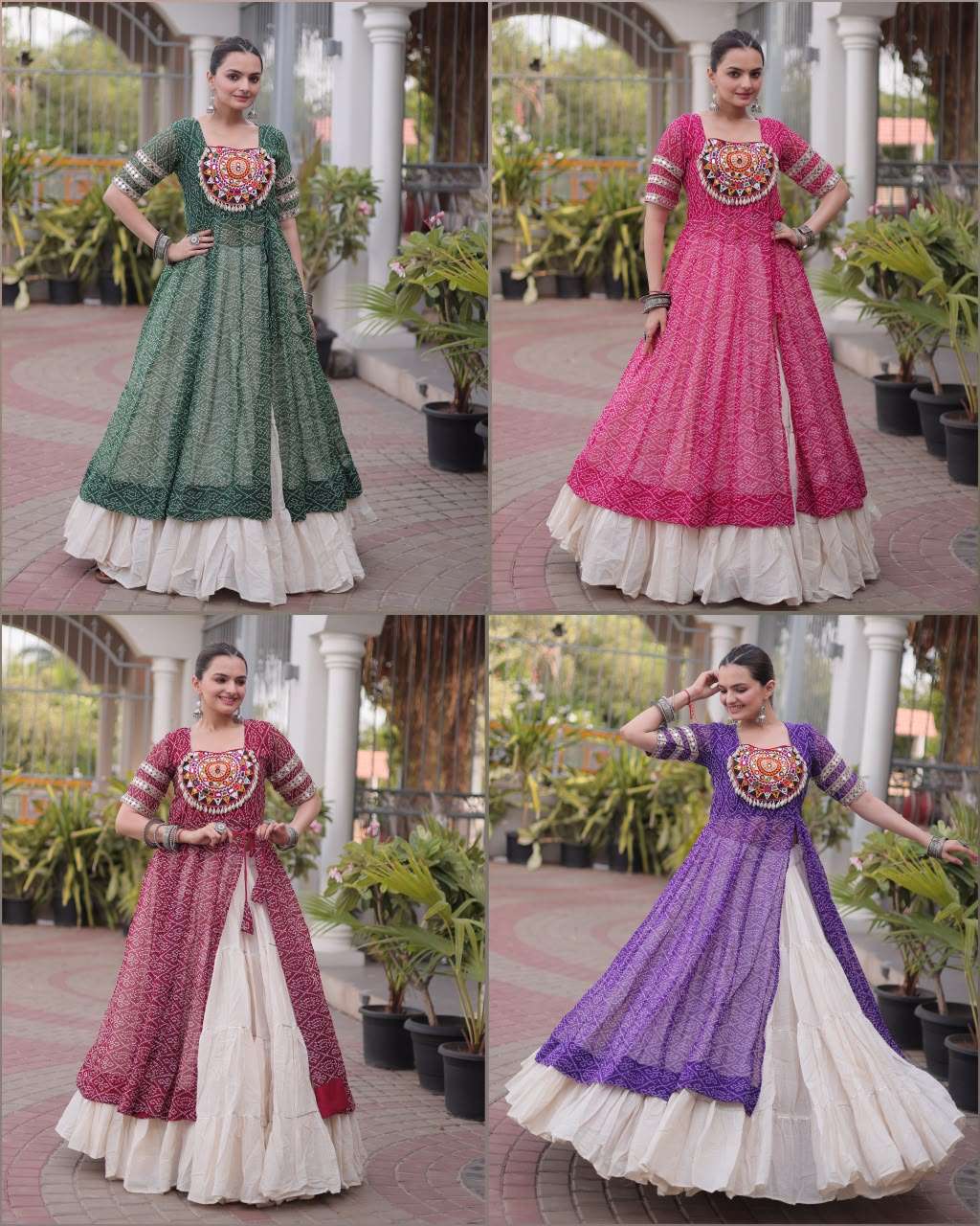 KA 1266 COTTON FANCY BANDHANI PRINT FESTIVE WEAR KURTI WITH LEHENGA 