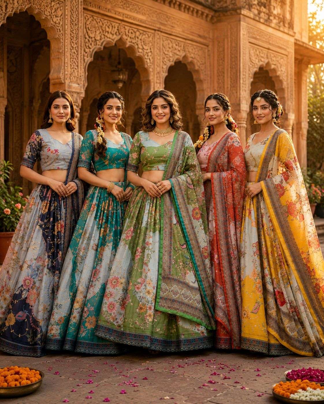 KA 5072 SILK DIGITAL PRINT WITH EMBROIDERY DESIGNER WORK FESTIVE WEAR LEHENGA CHOLI 