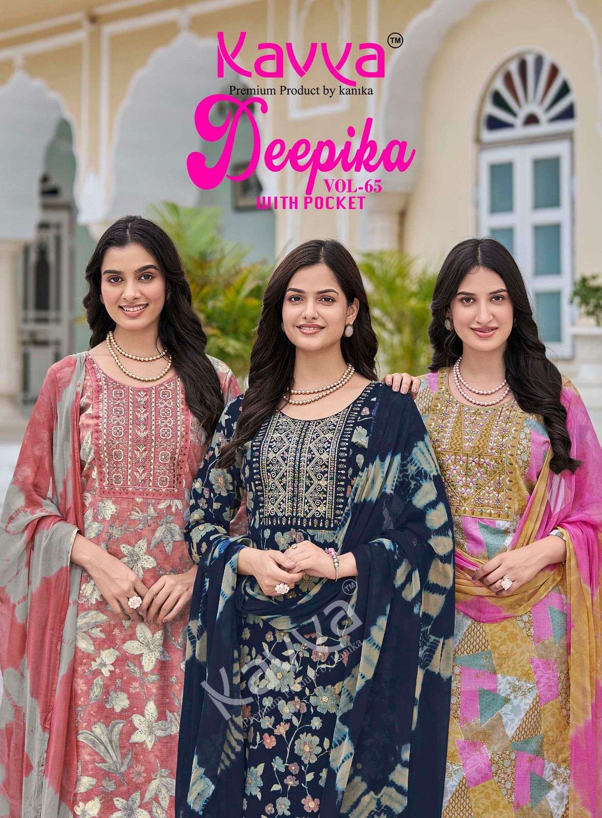  KAVYA DEEPIKA VOL 65 CAPSULE FOIL PRINT FANCY LADIES KURTI BOTTOM AND DUPATTA SET 