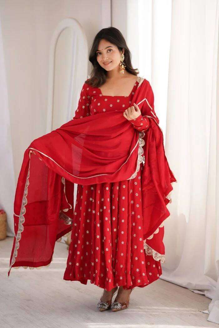 KD 1630 SILK PREETY LOOK DESIGNER LADIES ETHNIC WEAR ANARKALI GOWN STYLE SUIT