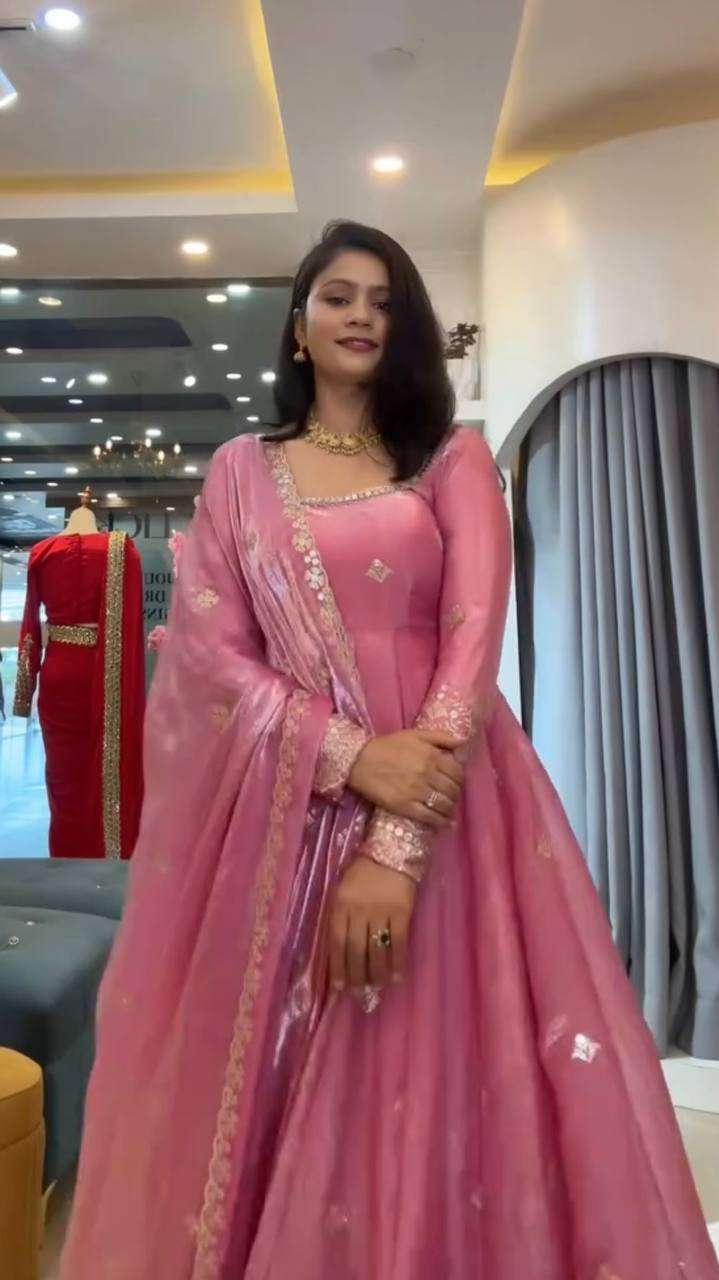 KD 1633 SILK DESIGNER WORK WEDDING WEAR LONG GOWN WITH PENT AND DUPATTA SET 