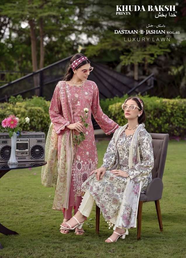KHUDHA BAKSH PRINTS DASTAAN E JASHAN VOL 3 LAWN COTTON DIGITAL PRINT WITH FANCY KASHMIRI WORK SUIT