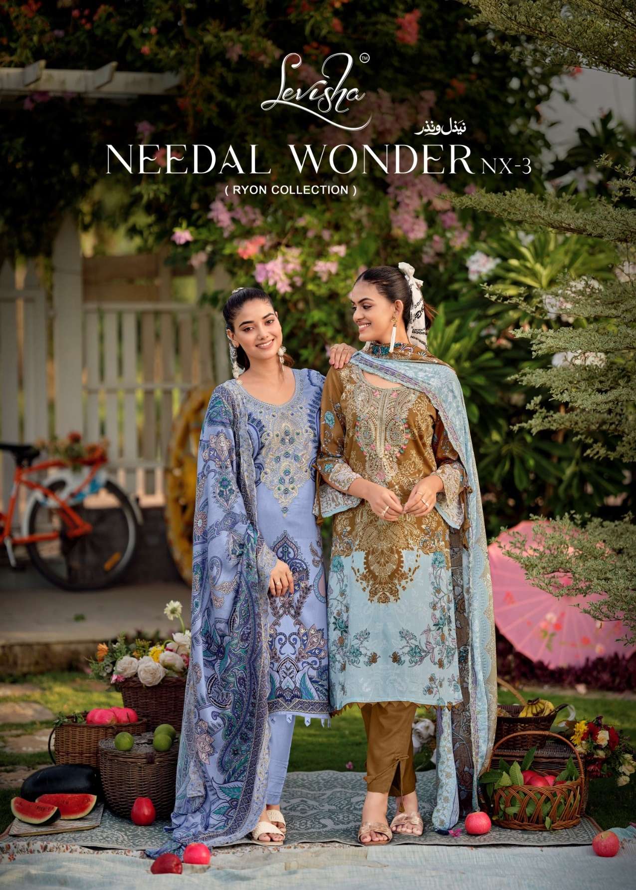 LEVISHA NEEDAL WONDER NX VOL 3 VISCOSE DIGITAL PRINT WITH FANCY WORK SUIT