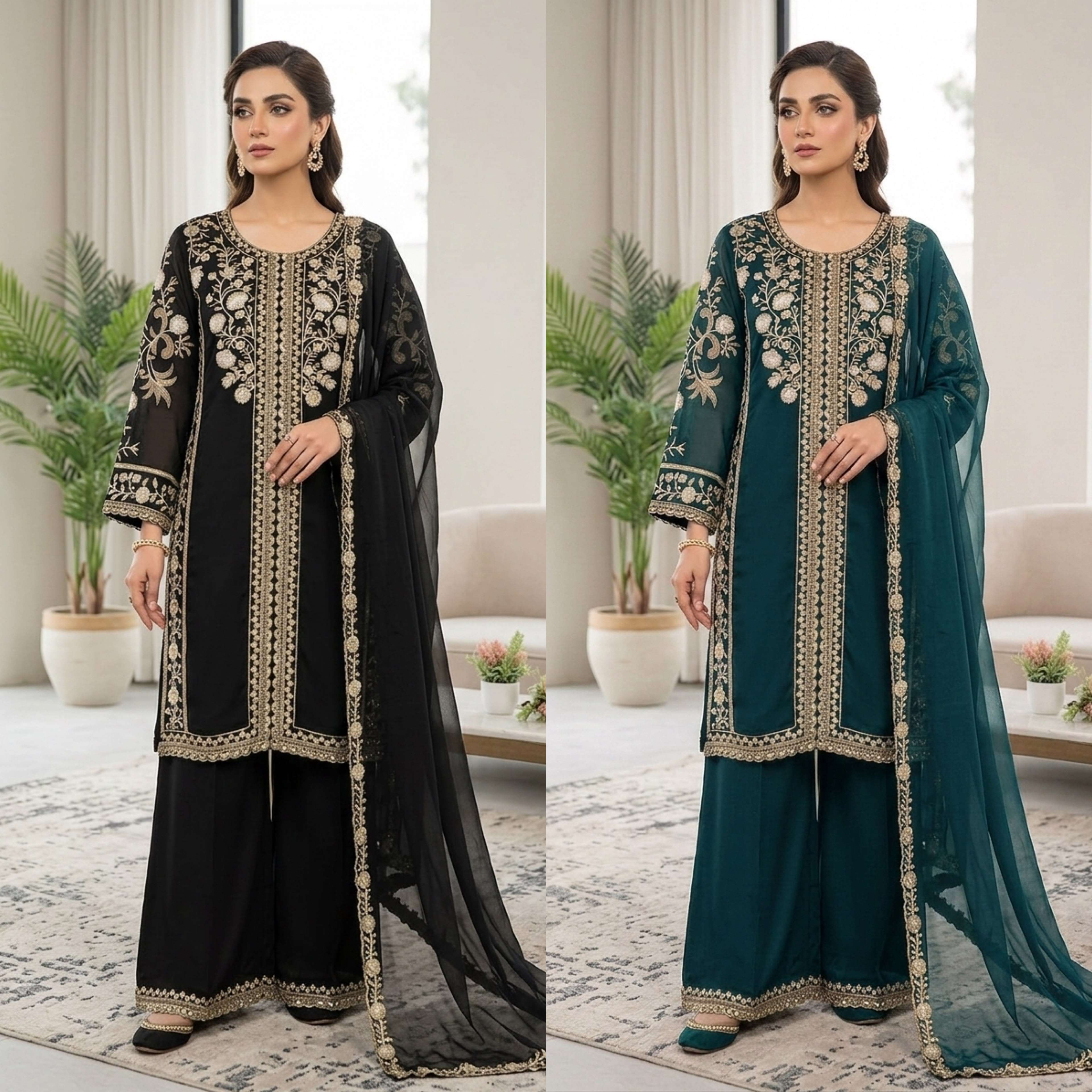 LG 2122 SILK DESIGNER WORKED TOP PLAZZO WITH DUPATTA SET