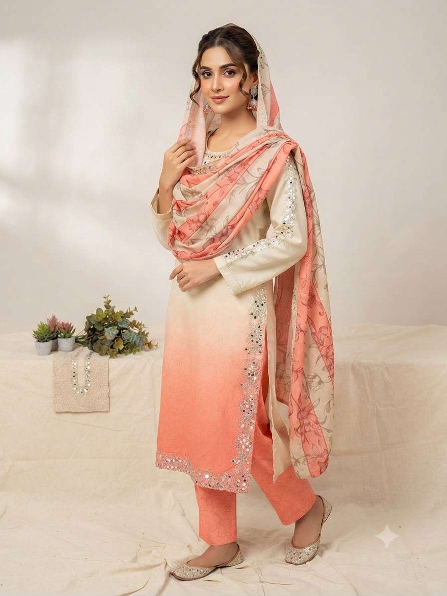 LG 2125 SILK BEAUTIFUL EMBROIDERED TOP PANT WITH DUPATTA SET
